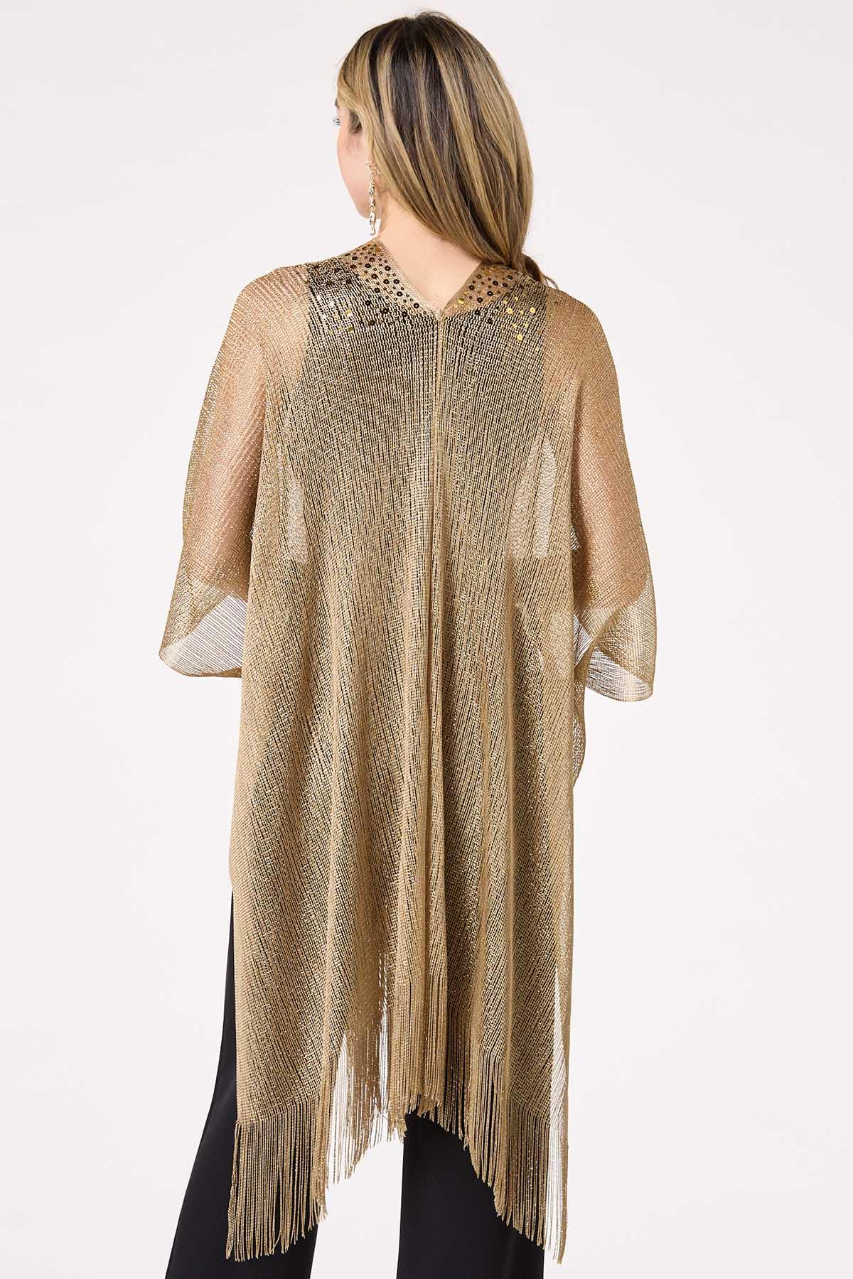  Cato Fashions | Cato Metallic Fringe Sequin Kimono