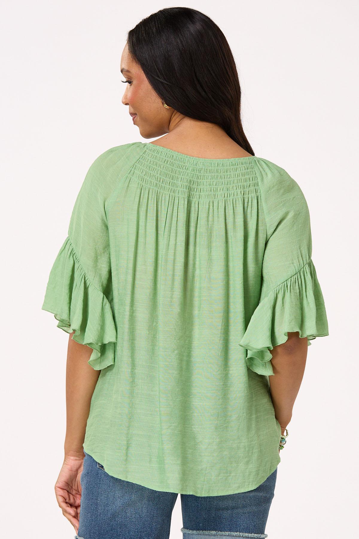  Cato Fashions | Cato Smocked Flounced Sleeve Top
