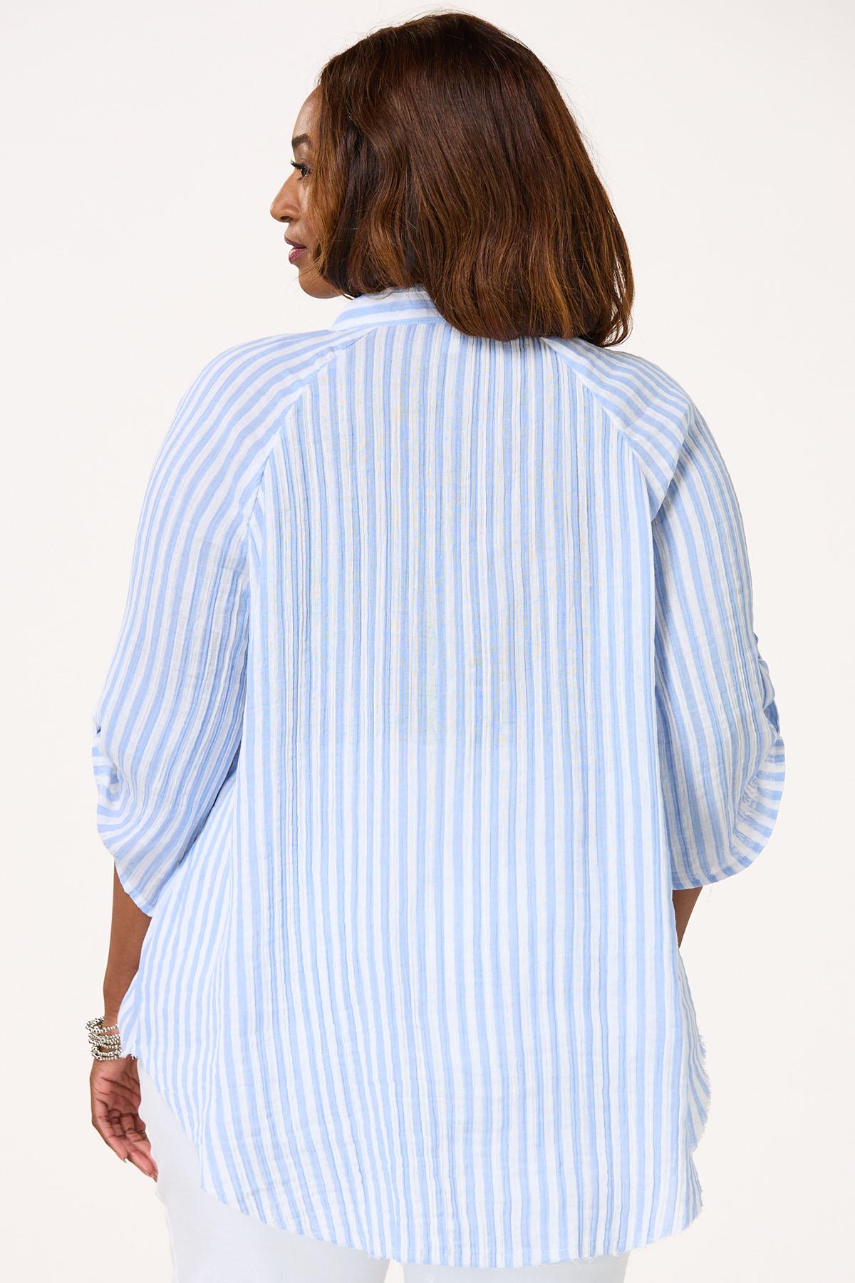 Cato Fashions | Cato Plus Size Textured Striped Snap Button Top
