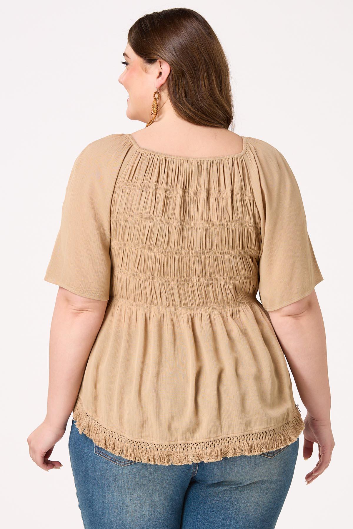  Cato Fashions | Cato Plus Size Smocked Cold Shoulder Top