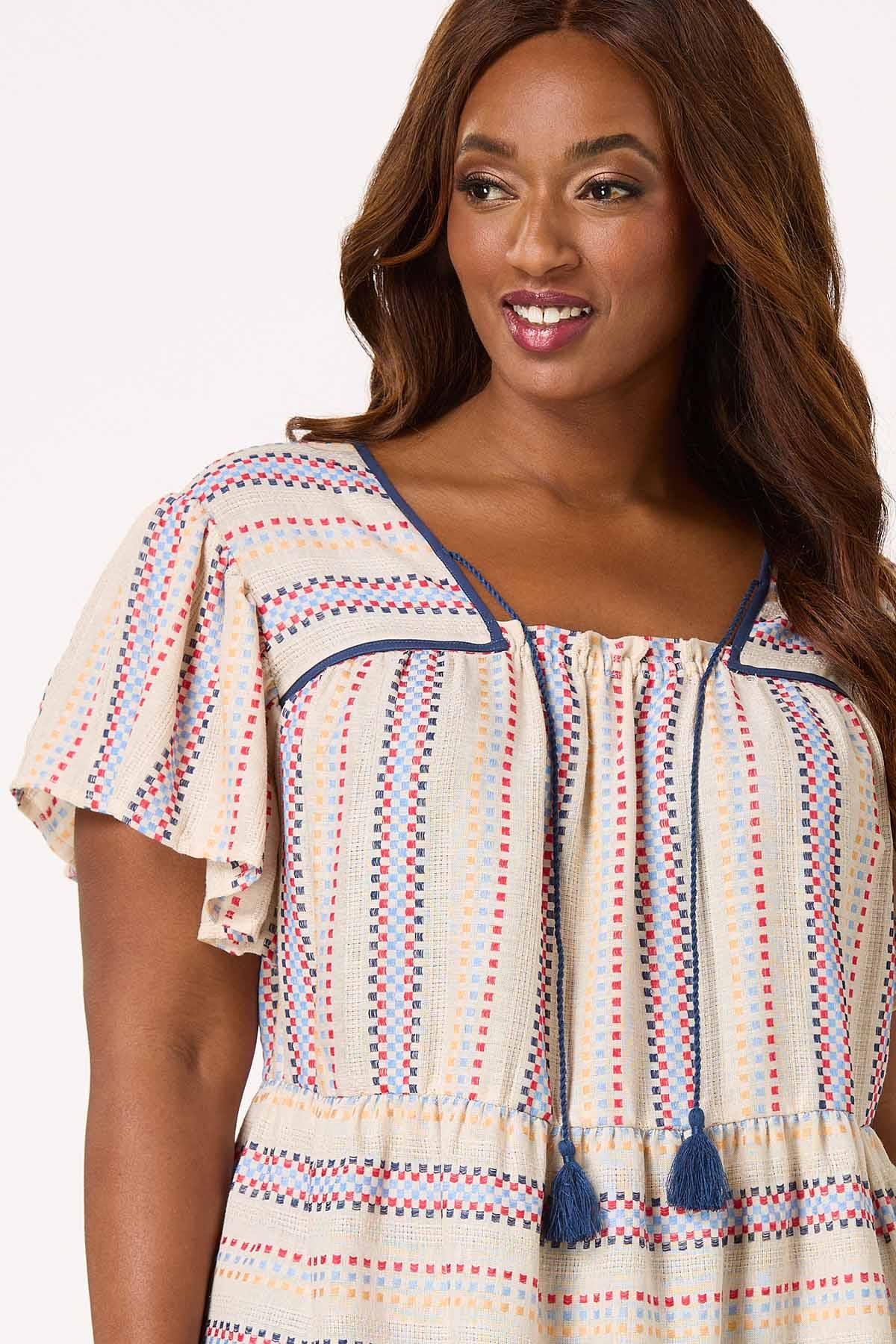売れ筋商品|||スタイルアンドコー カットソー トップス レディース Plus Size Printed Flutter-Sleeve Top, Exclusively at Macy's Floating White Style & Co Style& Co Women's Printed Square-Neck Flutter