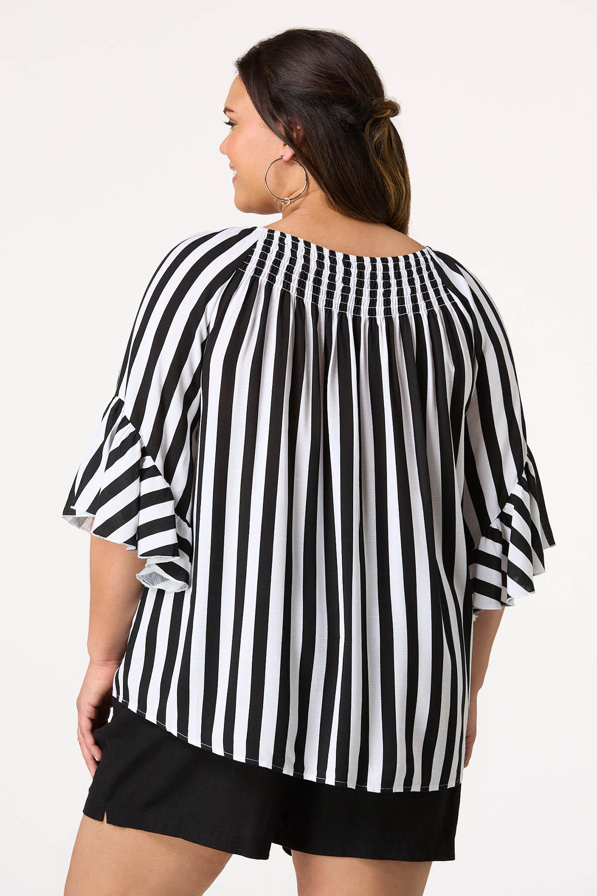 Cato Fashions | Cato Plus Size Black White Stripe Poet Top