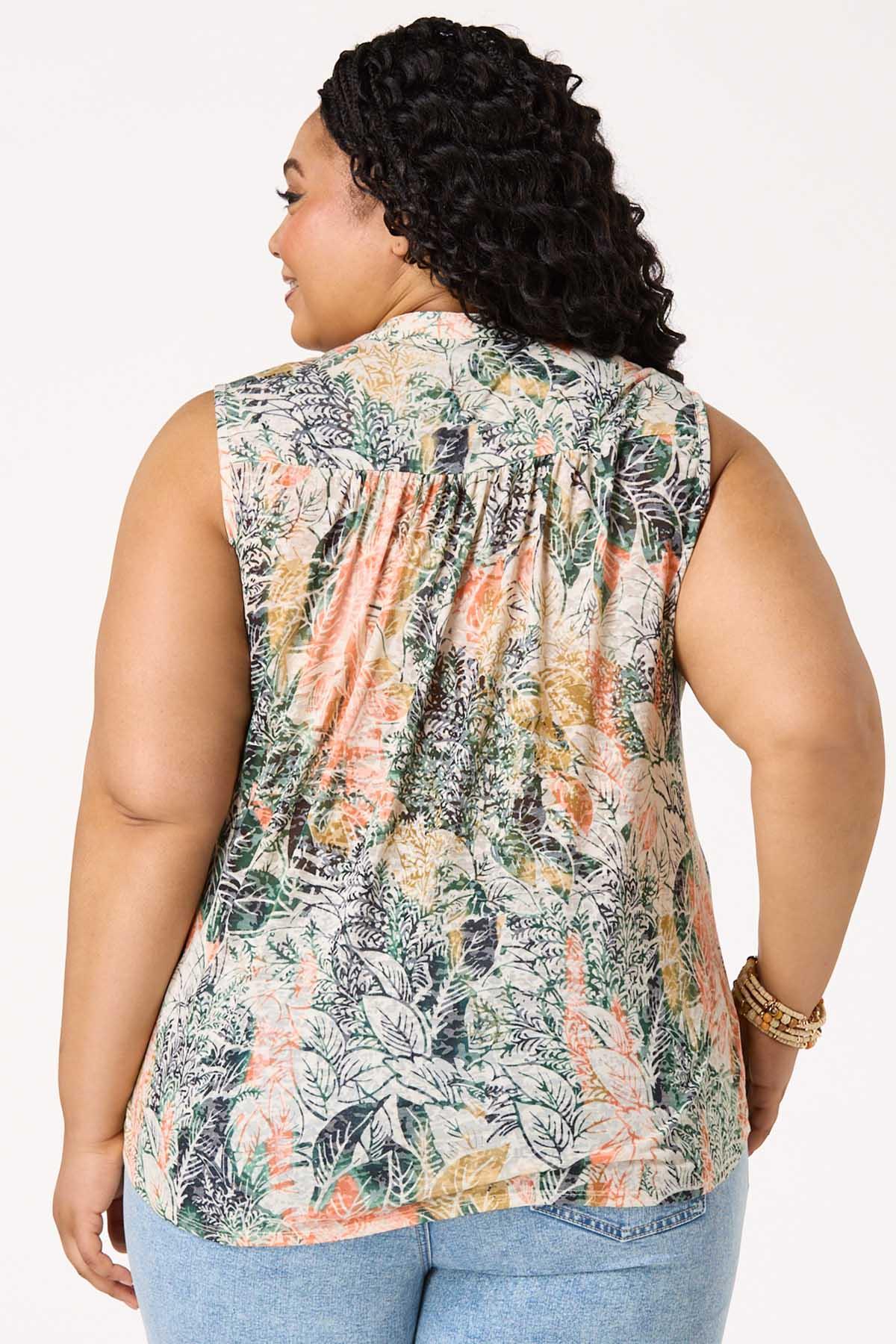 Cato Fashions | Cato Plus Size Leafy Button Front Tank
