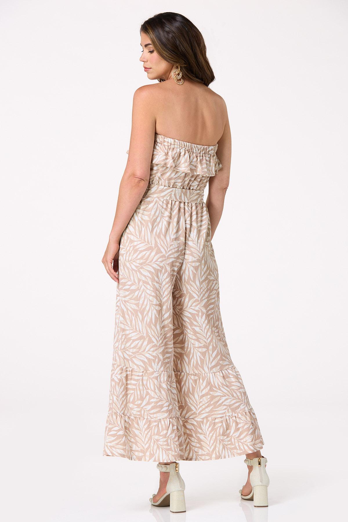  Cato Fashions | Cato Strapless Leaf Print Jumpsuit
