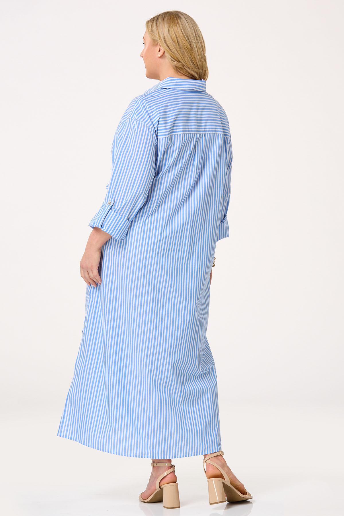 ワンピース Tie pleated shirt dress stripes xxxiticat Women's Striped Shirt Dress Short Sleeve Turn Down
