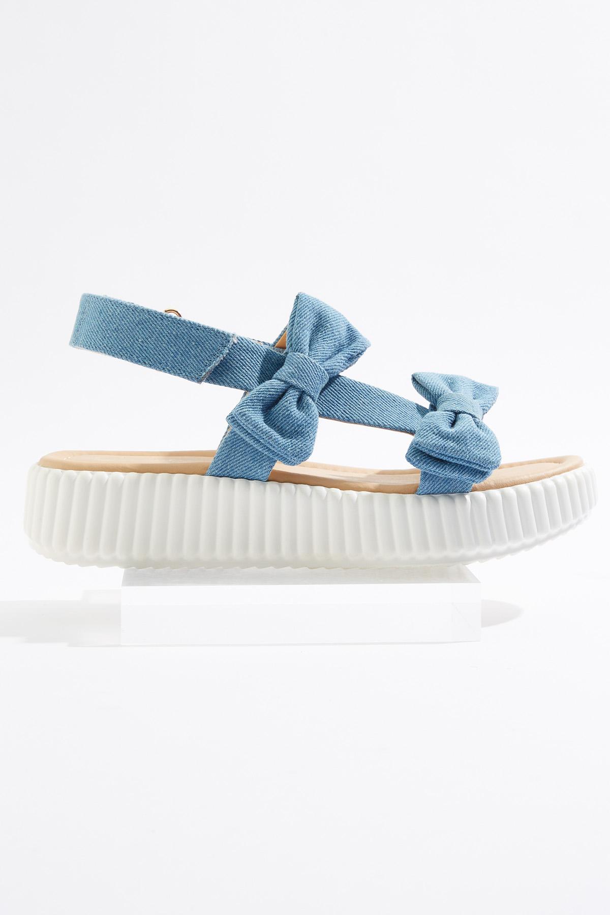  Cato Fashions | Cato Denim Bow Flatform Sandals