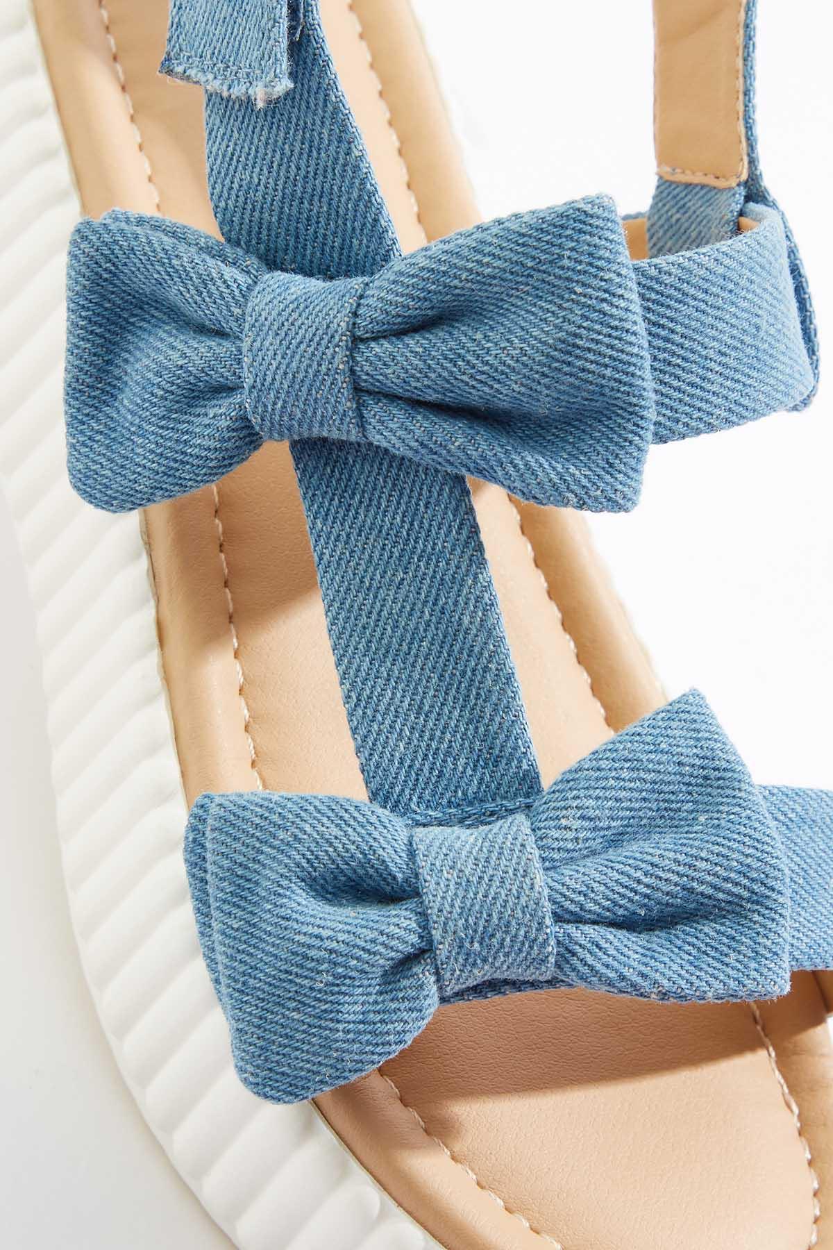  Cato Fashions | Cato Denim Bow Flatform Sandals