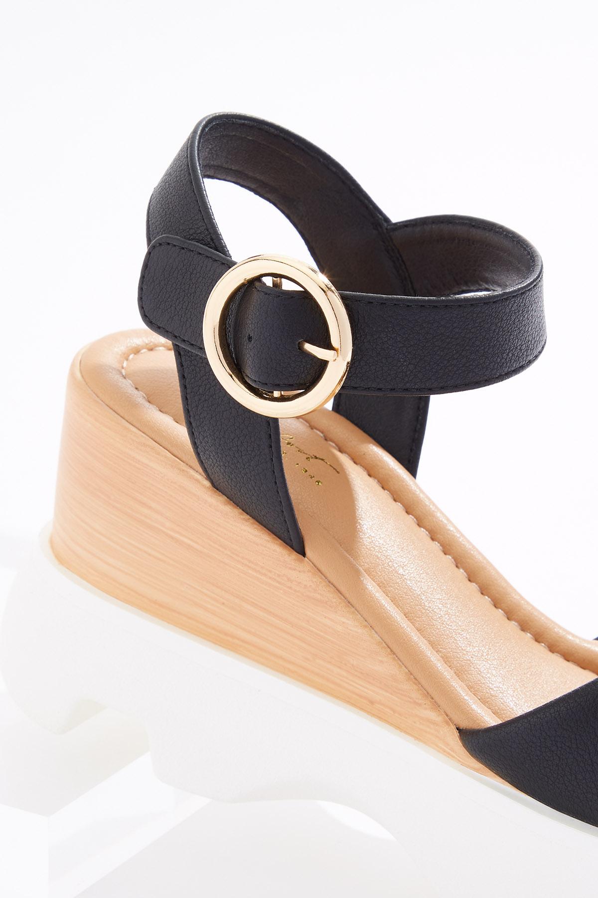  Cato Fashions | Cato Black White Chunky Wedge Sandals