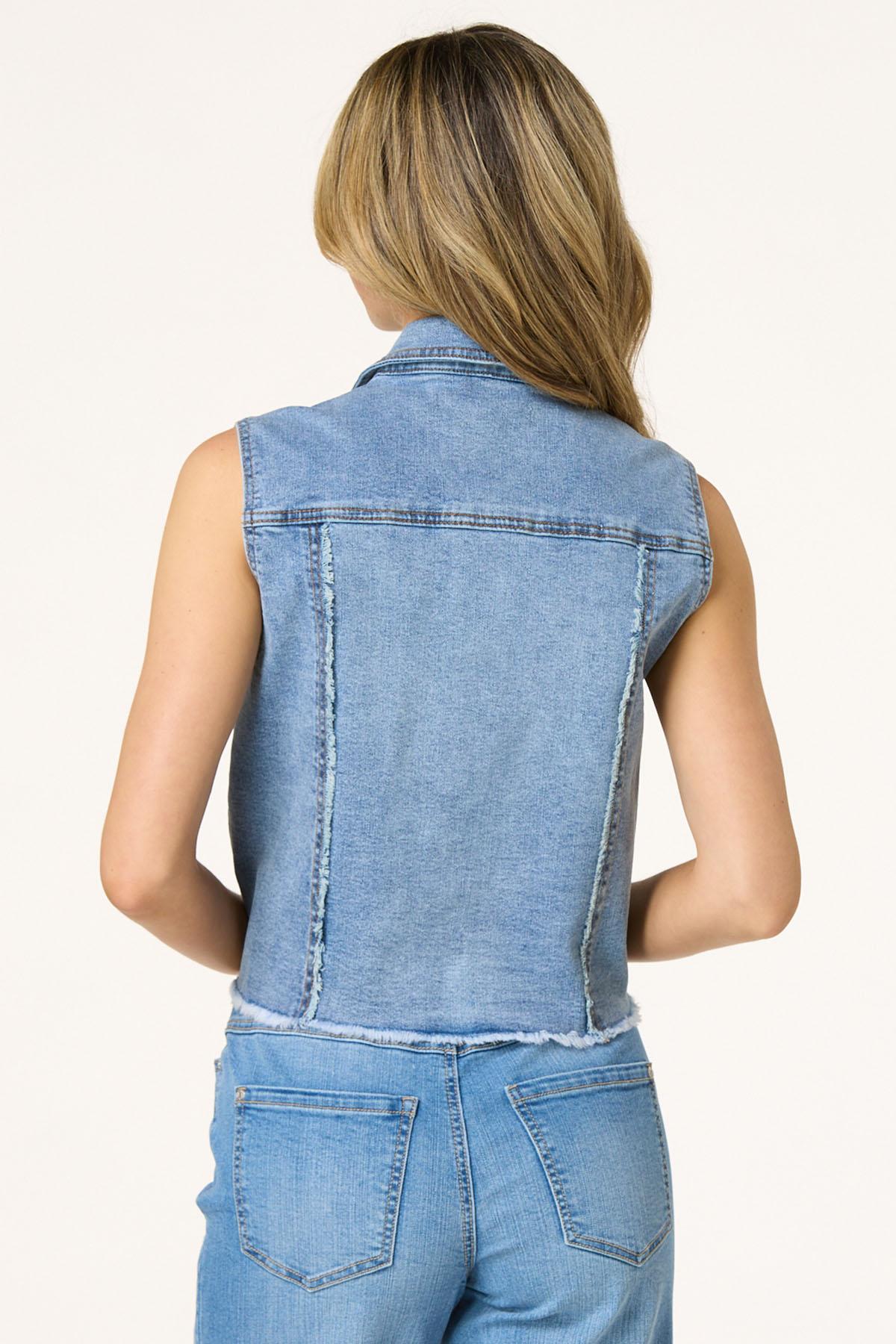 Cato Fashions | Cato Frayed Medium Wash Denim Vest