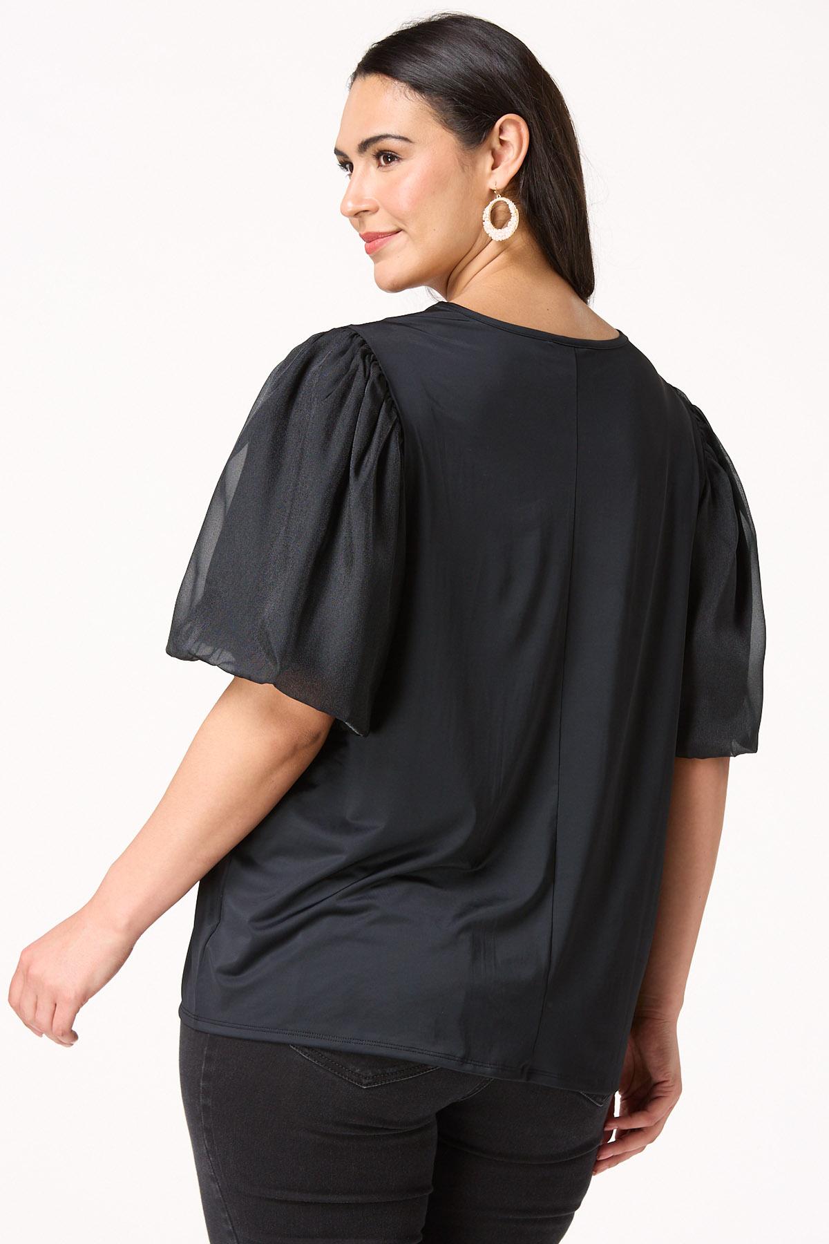  Cato Fashions | Cato Plus Size Organza Puff Sleeve Top