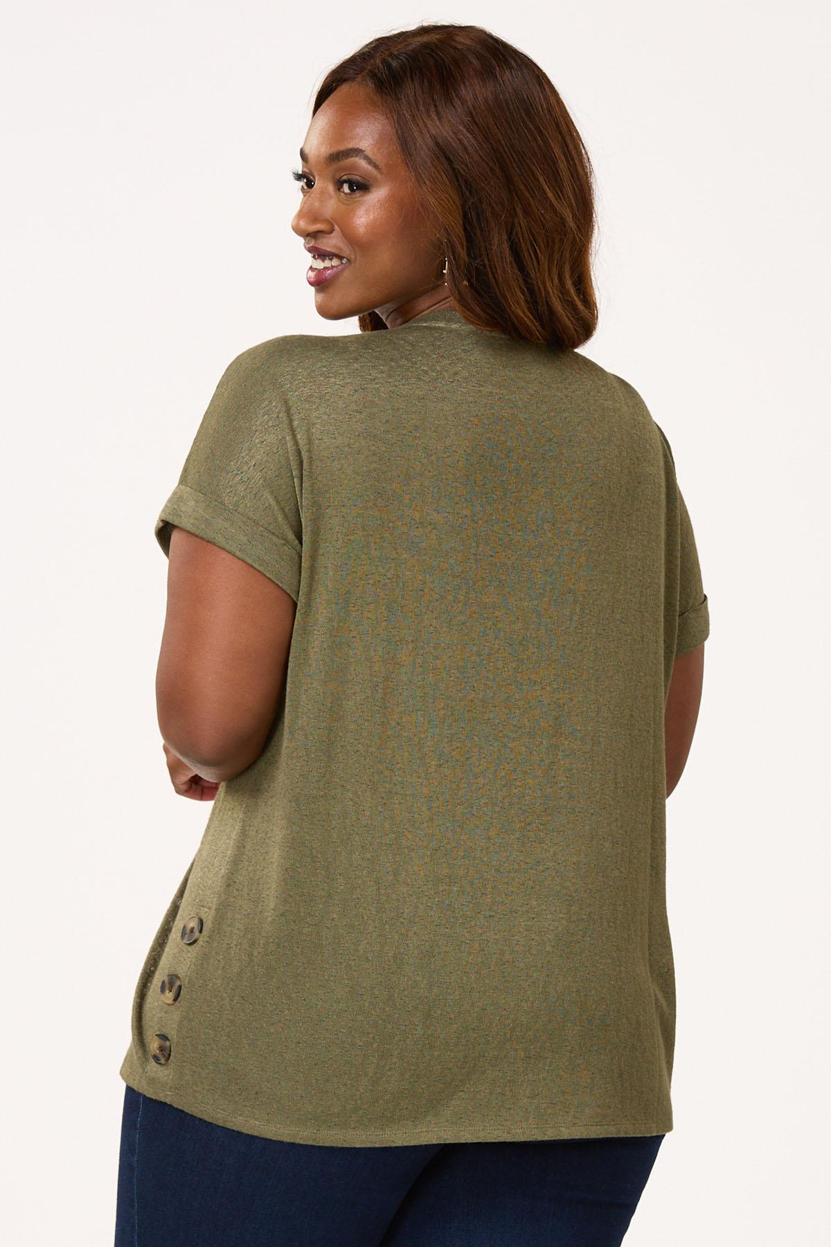  Cato Fashions | Cato Plus Size Cuffed Sleeve Hacci Knit Top