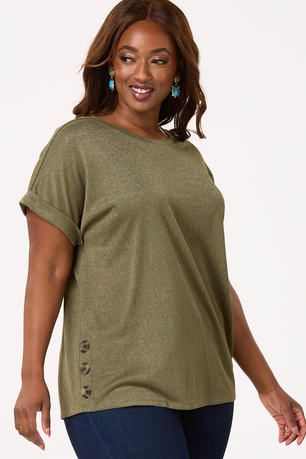  Cato Fashions | Cato Plus Size Cuffed Sleeve Hacci Knit Top