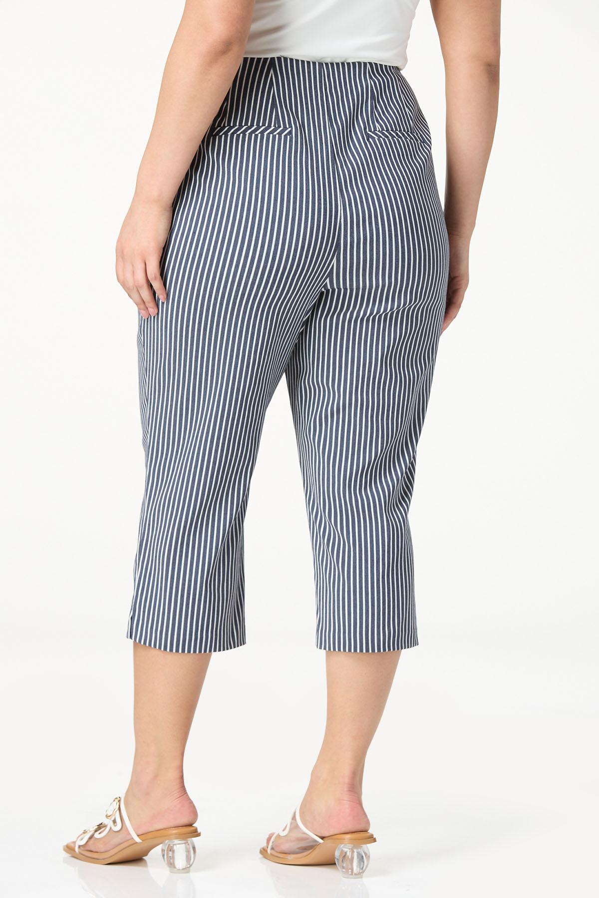  Cato Fashions | Cato Plus Size Navy Stripe Cropped Pants