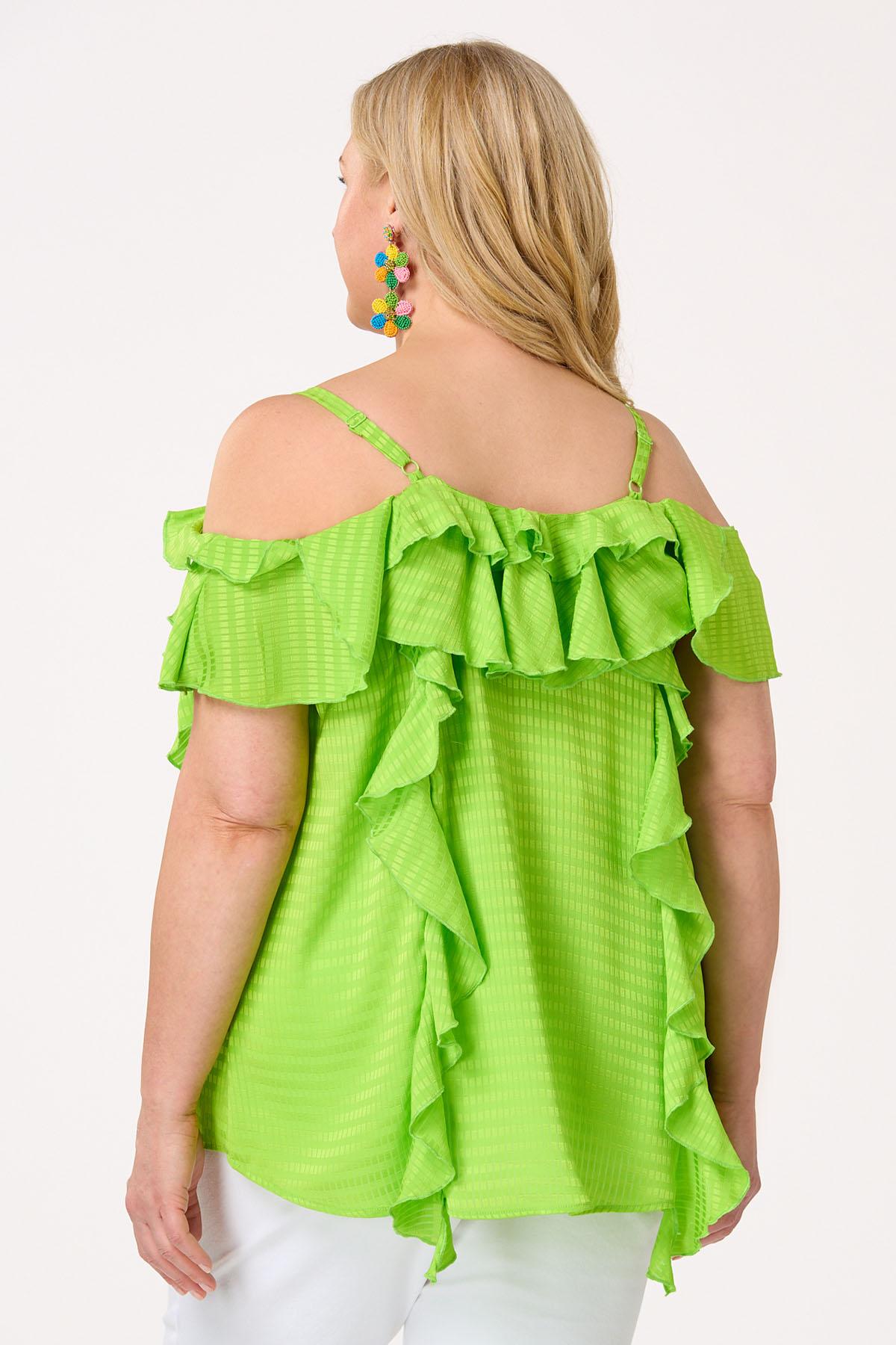  Cato Fashions | Cato Plus Size Lime Ruffled Check Tank