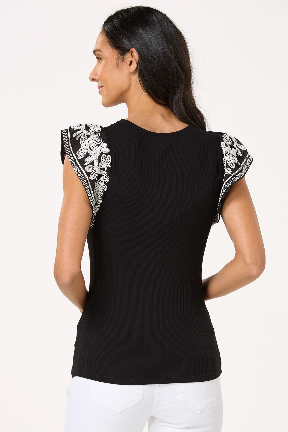  Cato Fashions | Cato Embroidered Flutter Sleeve Top