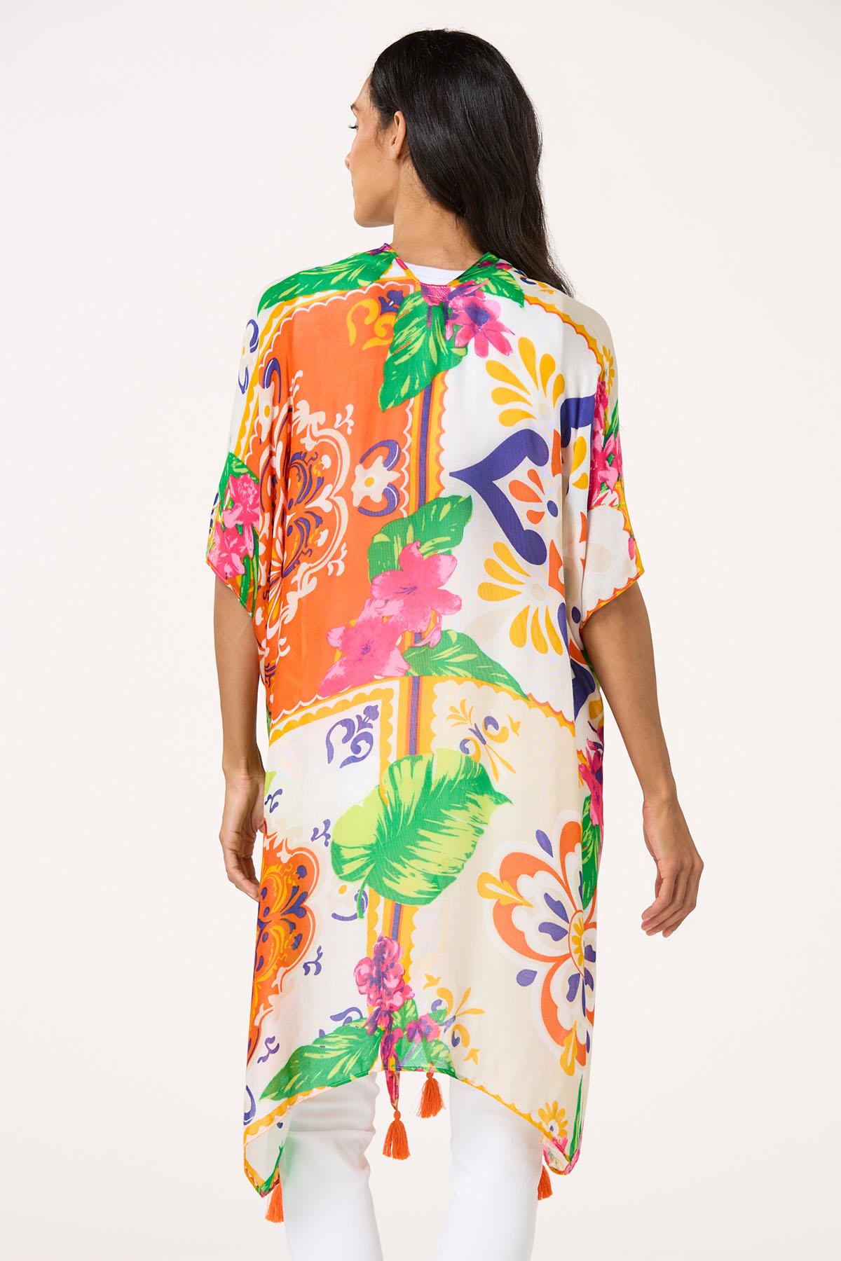  Cato Fashions | Cato Vibrant Floral Tasseled Kimono