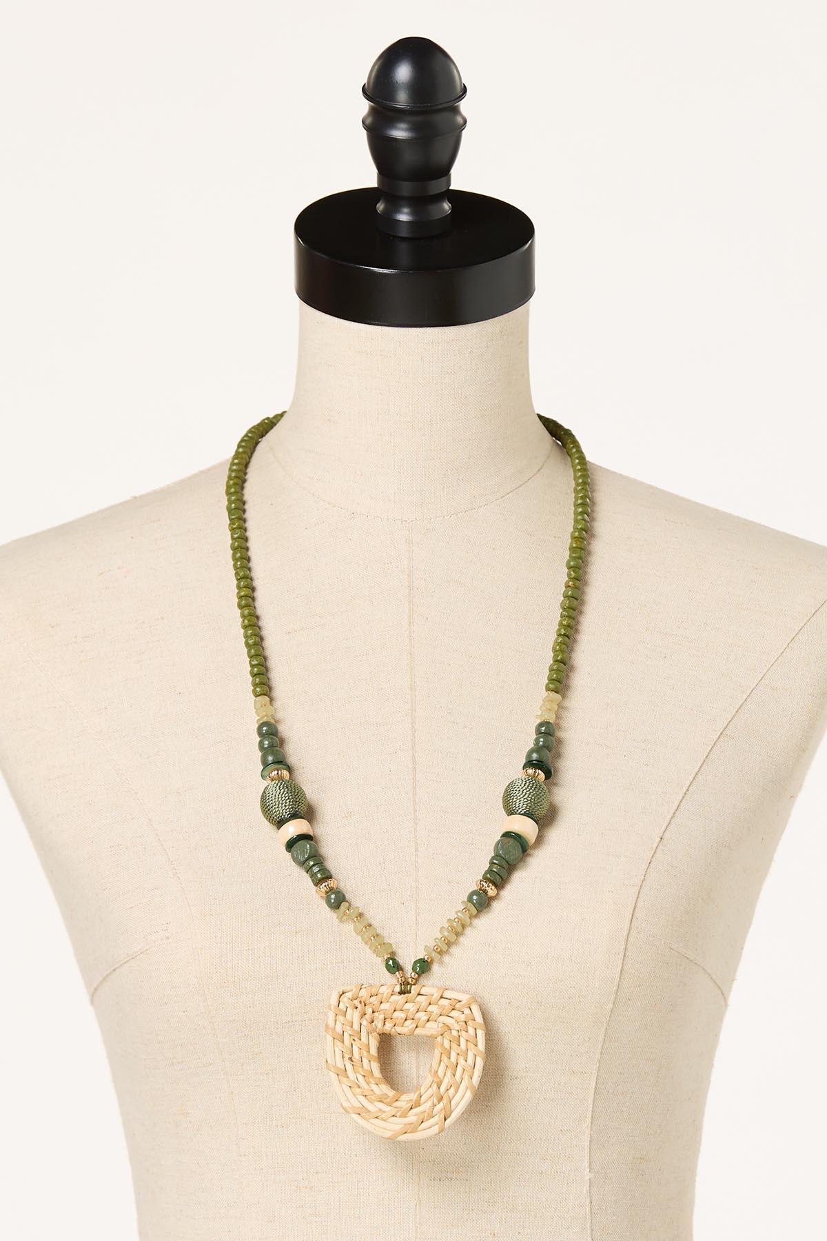 Cato Fashions | Cato Raffia Wood Long Pendant Necklace
