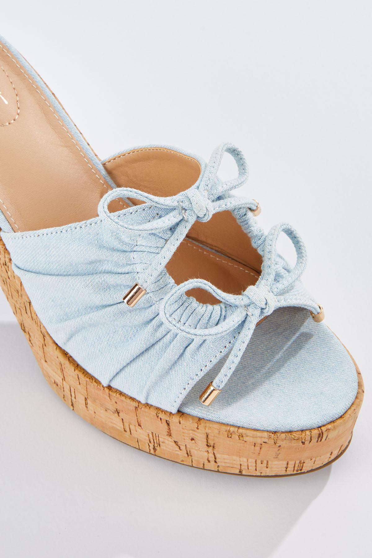 Cato Fashions | Cato Denim Bow Keyhole Platform Heels