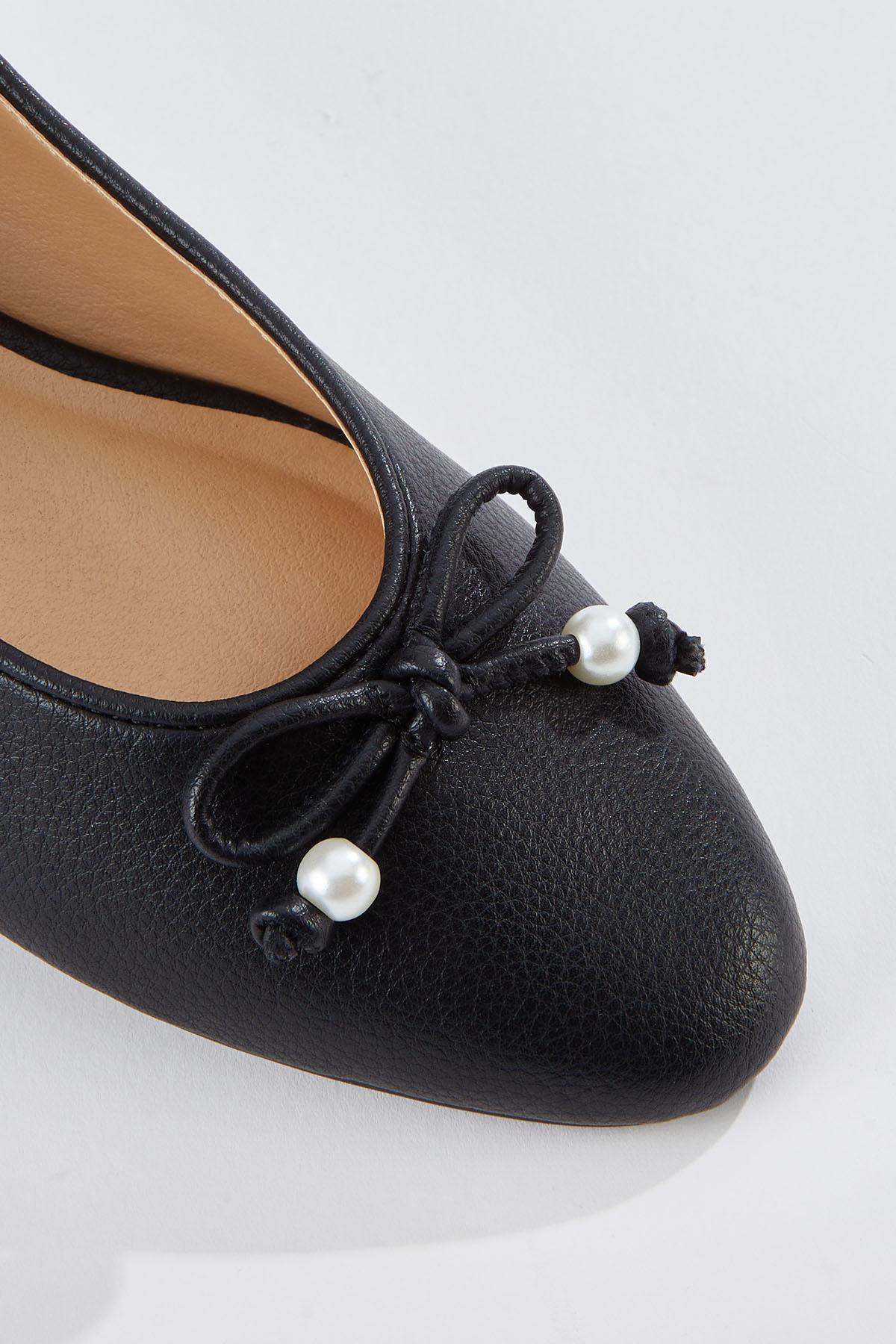  Cato Fashions | Cato Pearl Tip Bow Ballet Flats