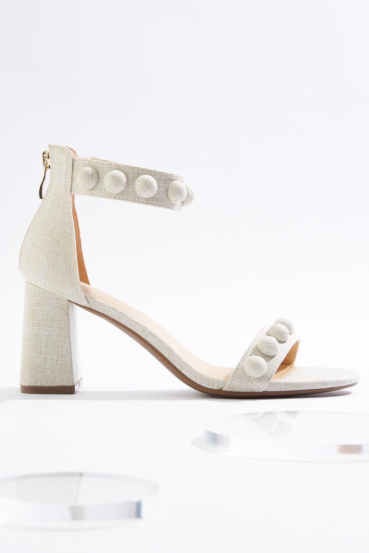 Cato Fashions | Cato Linen Button Heeled Sandals