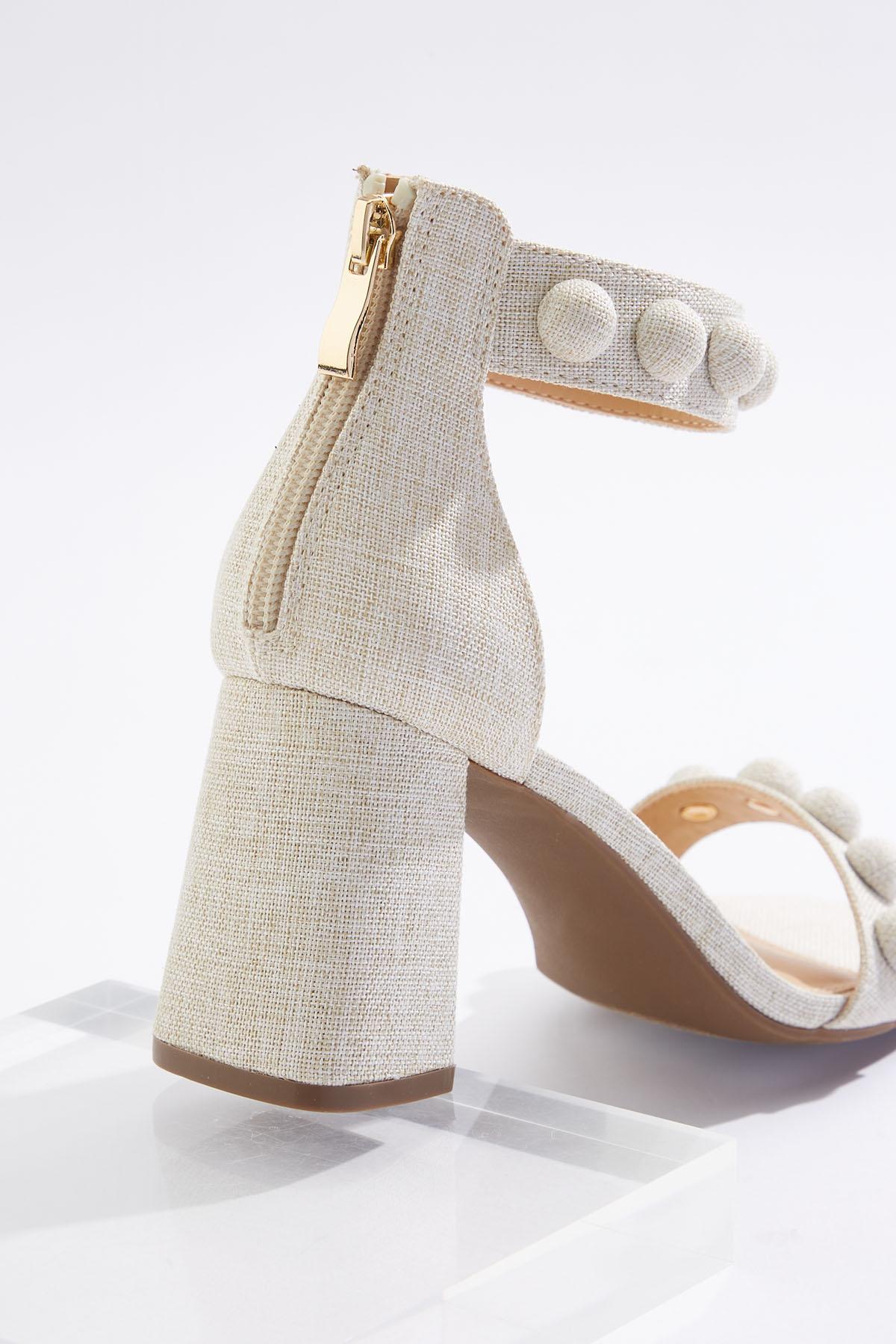 Cato Fashions | Cato Linen Button Heeled Sandals