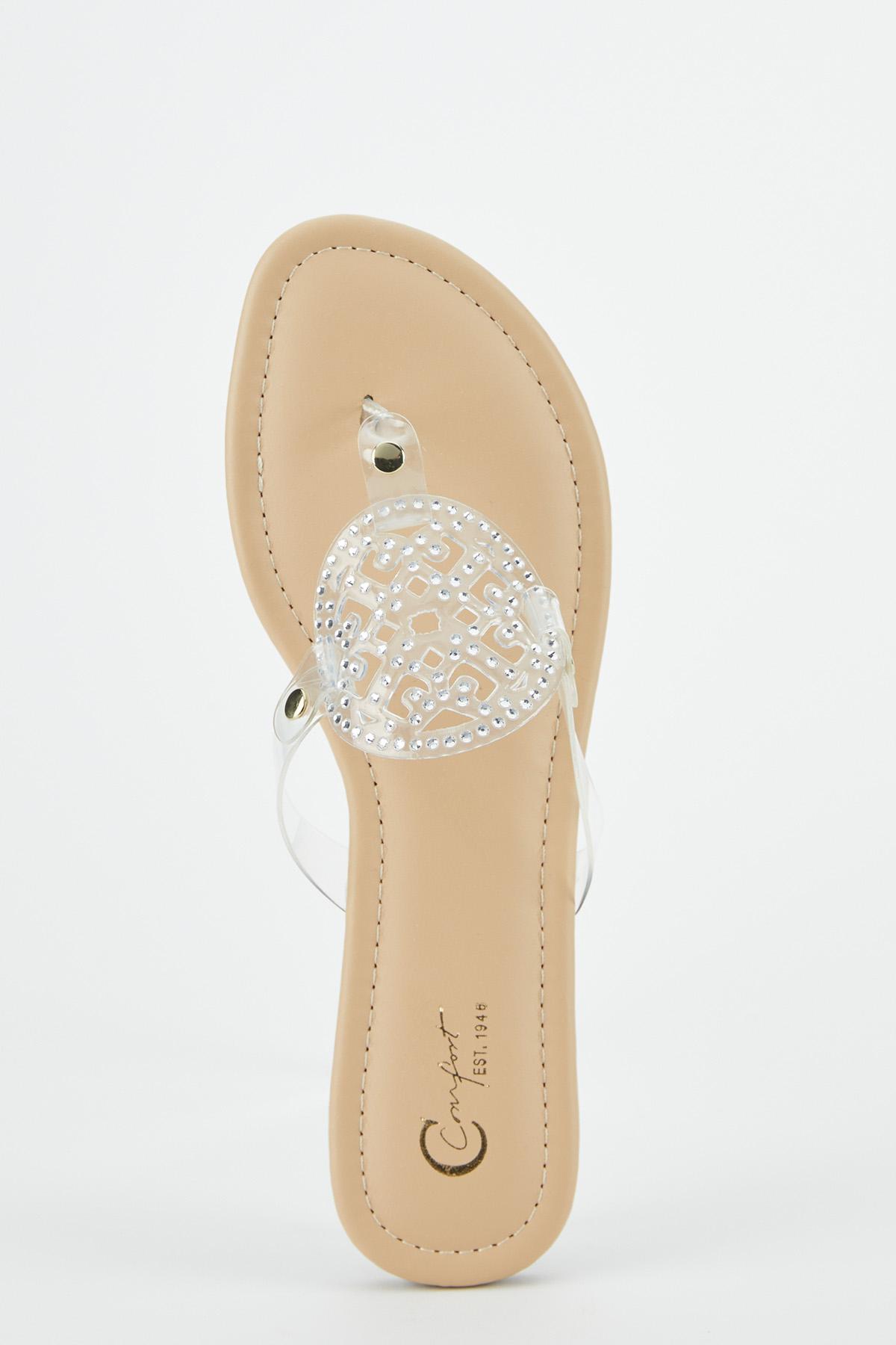  Cato Fashions | Cato Rhinestone Lucite Medallion Sandals