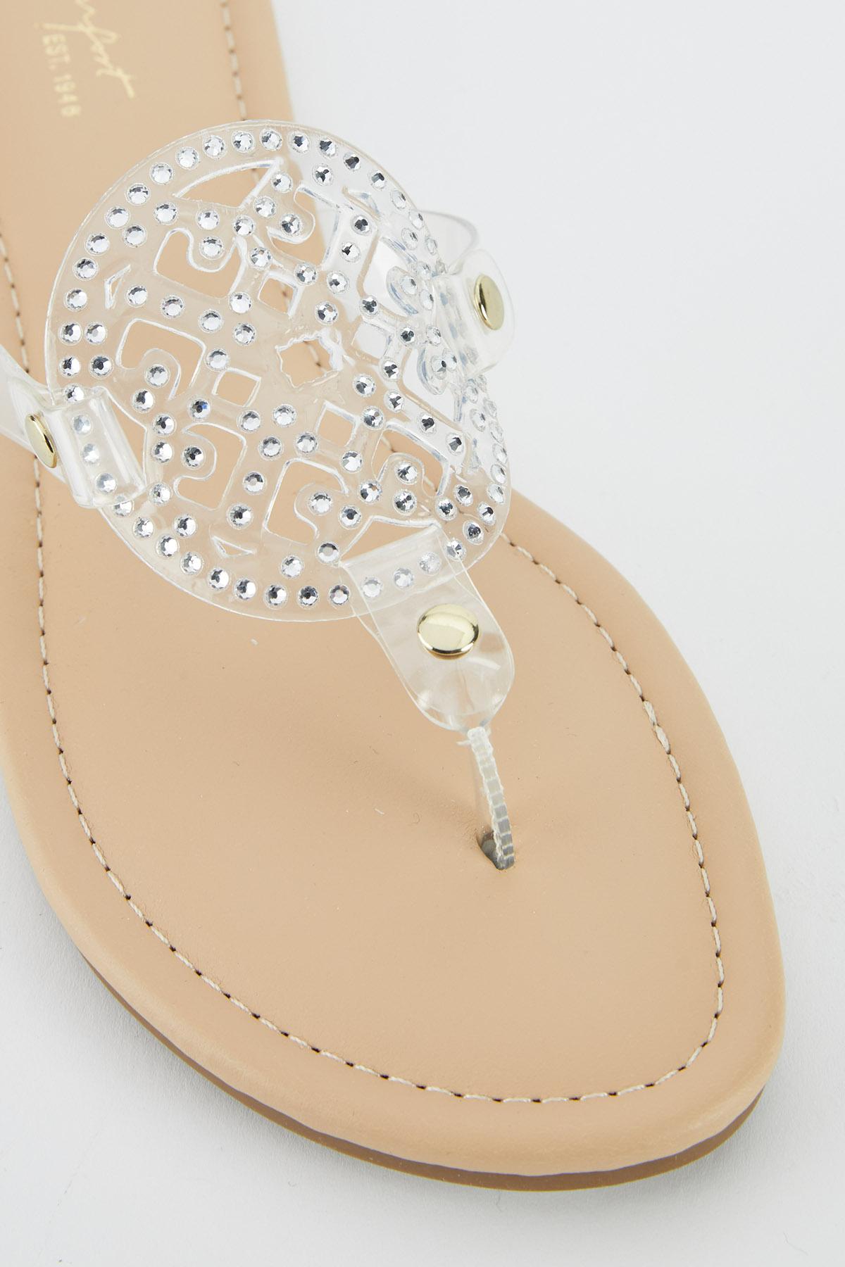  Cato Fashions | Cato Rhinestone Lucite Medallion Sandals