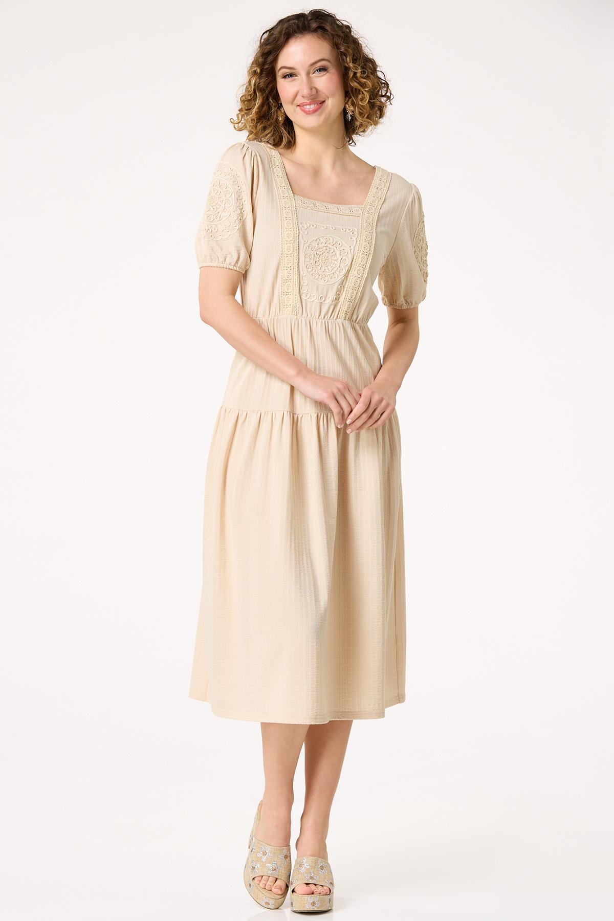  Cato Fashions | Cato Lace Trim Puff Sleeve Dress