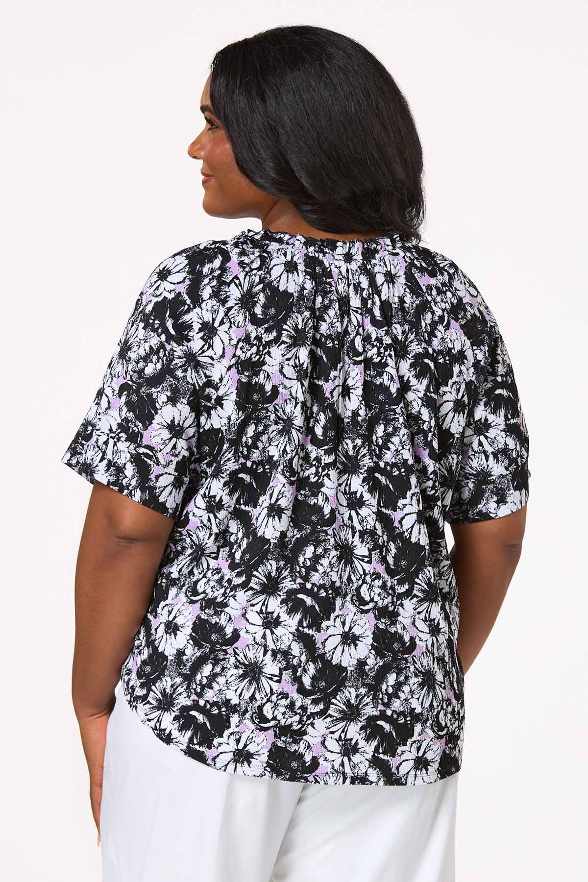 Cato Fashions | Cato Plus Size Ruffle Tie Neck Floral Top