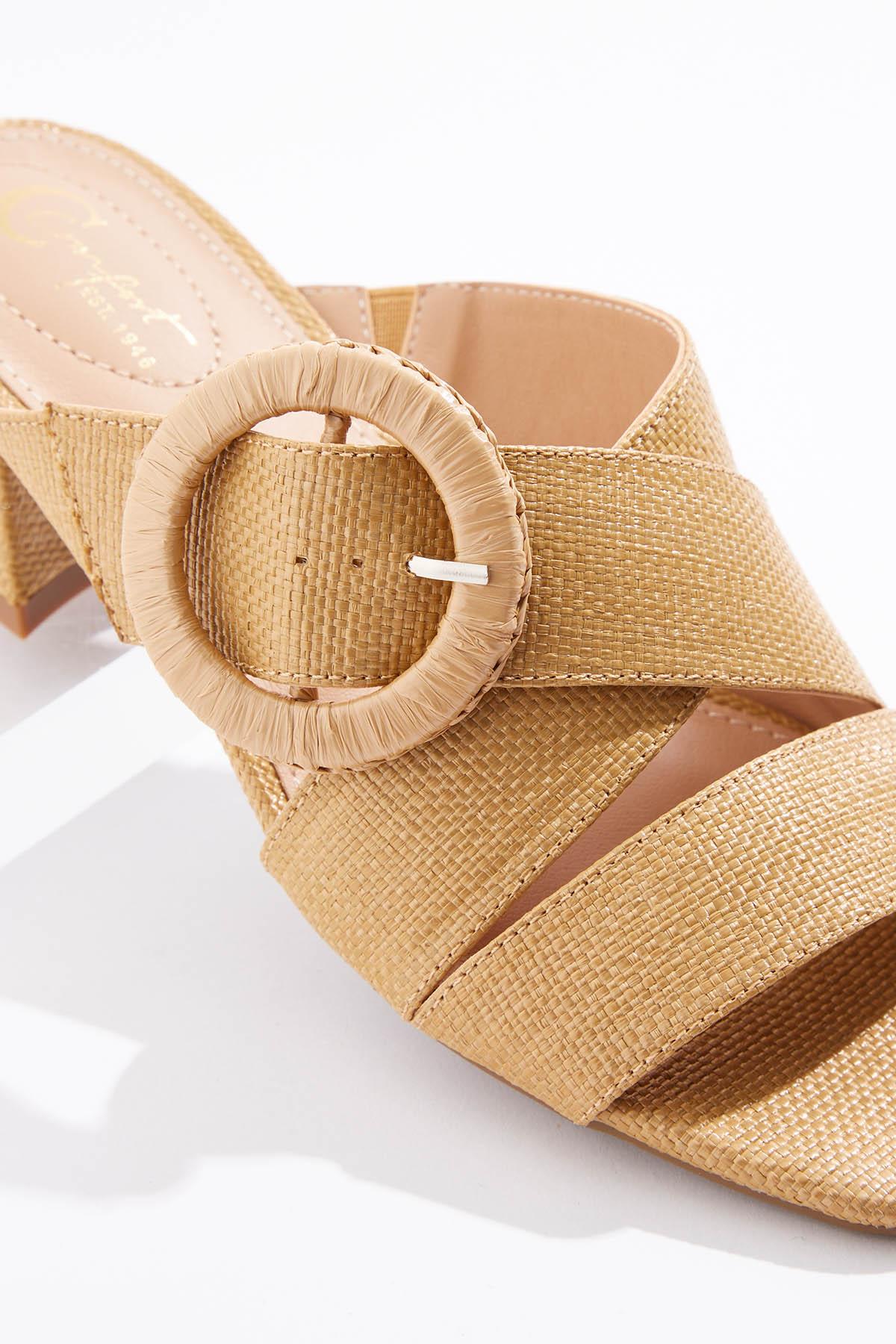 Cato Fashions | Cato Raffia Buckle Block Heel Sandals