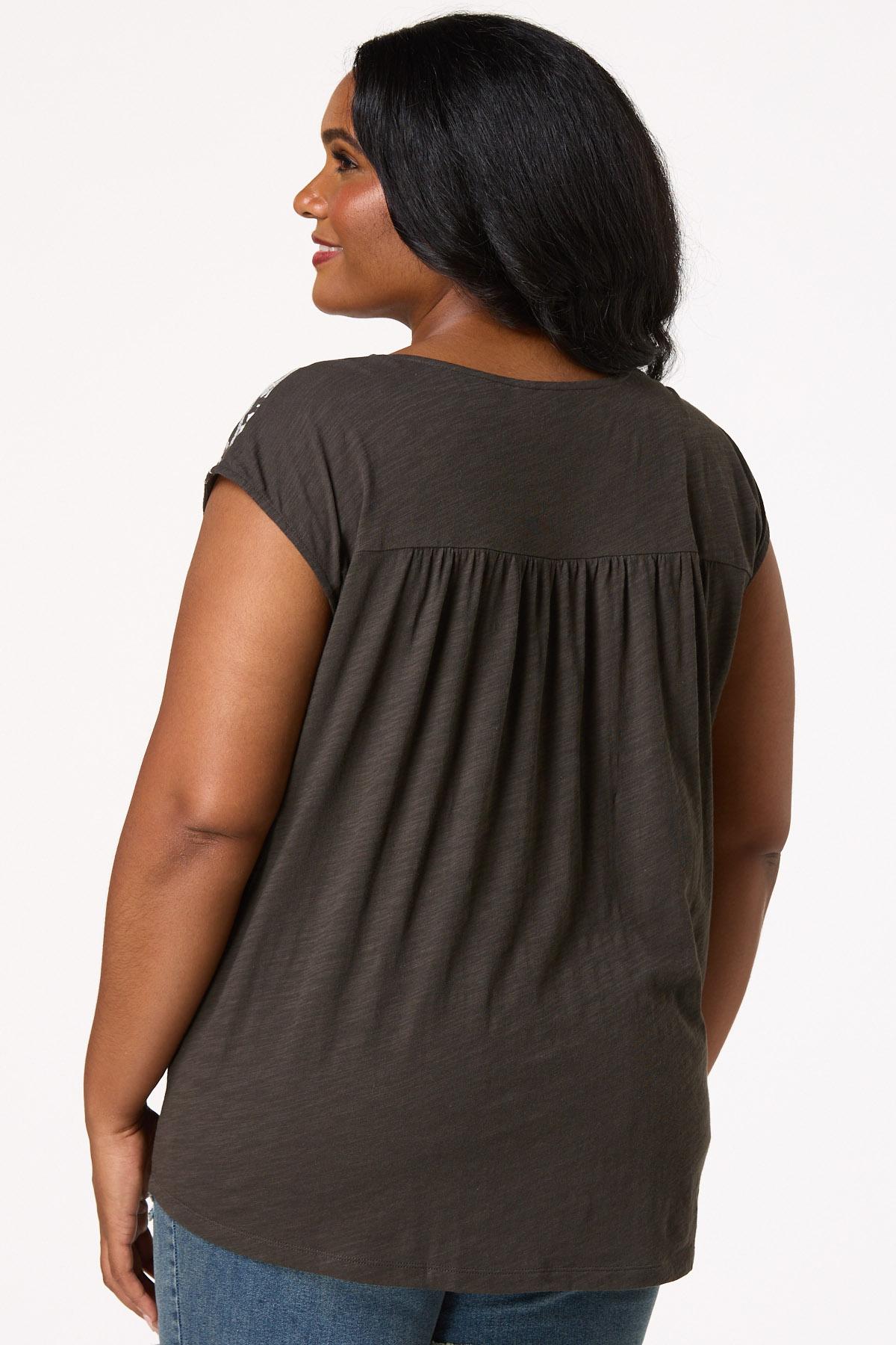 Cato Fashions | Cato Plus Size Tasseled Embroidered Shoulder Tee