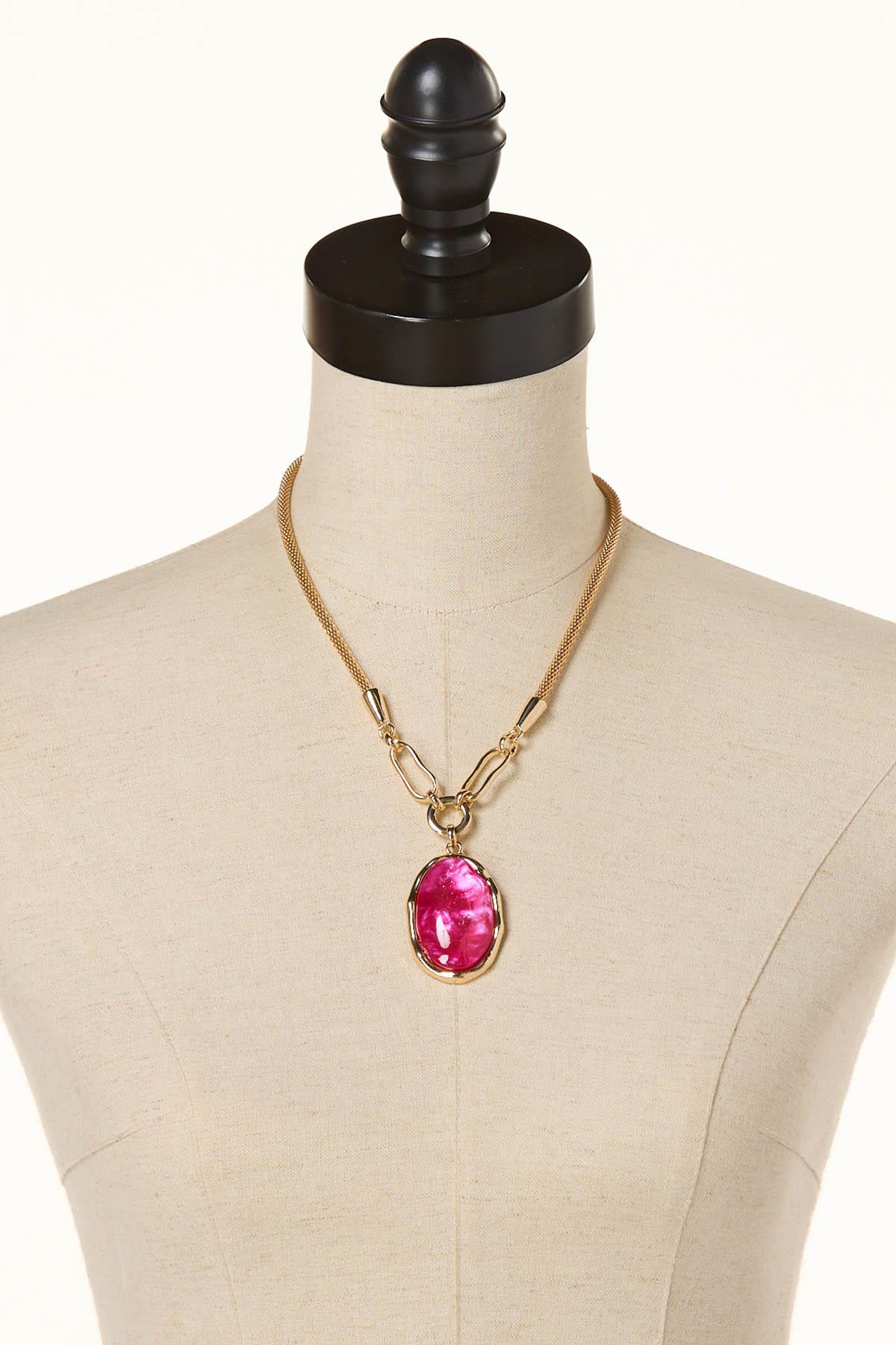  Cato Fashions | Cato Oval Pendant Hammered Short Necklace Set