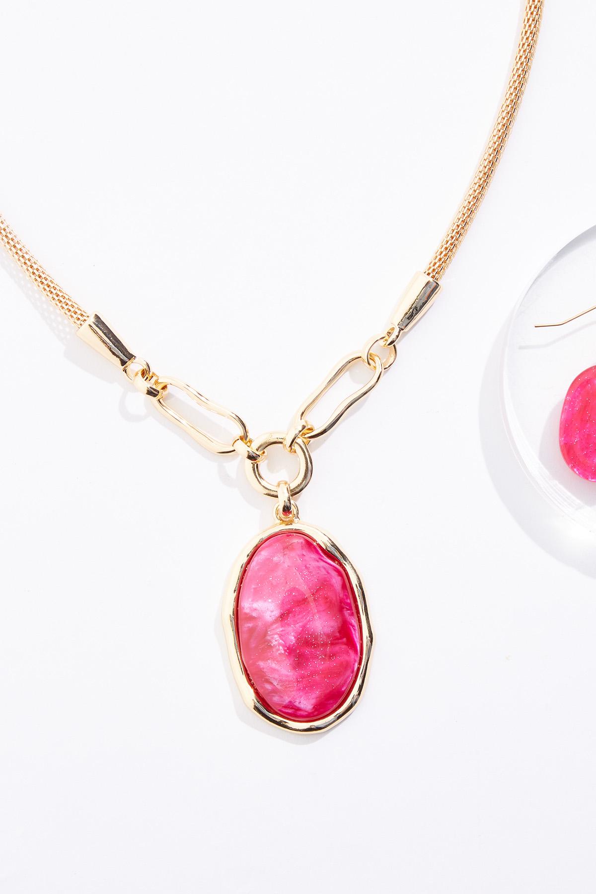  Cato Fashions | Cato Oval Pendant Hammered Short Necklace Set