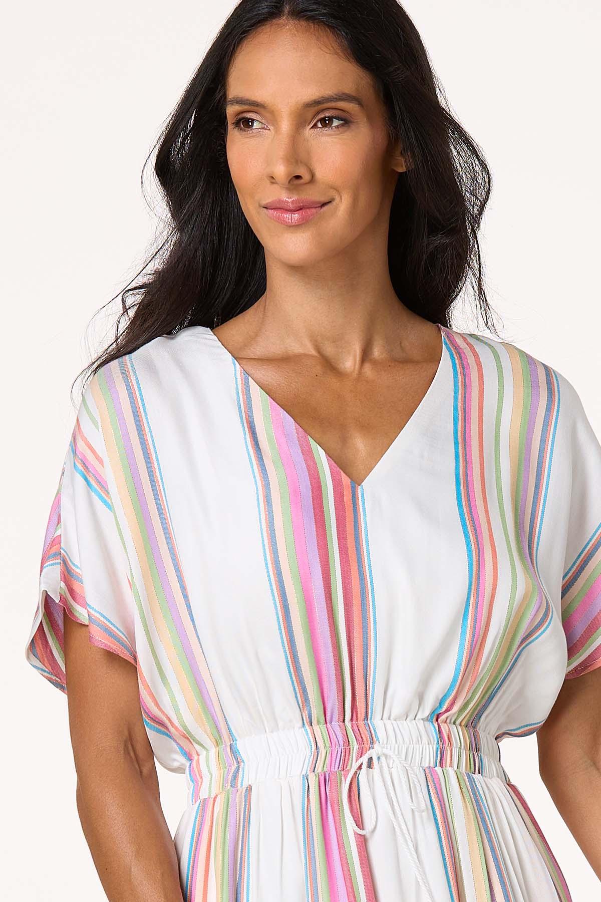  Cato Fashions | Cato Petite Multicolor Striped Tassel Waist Dress