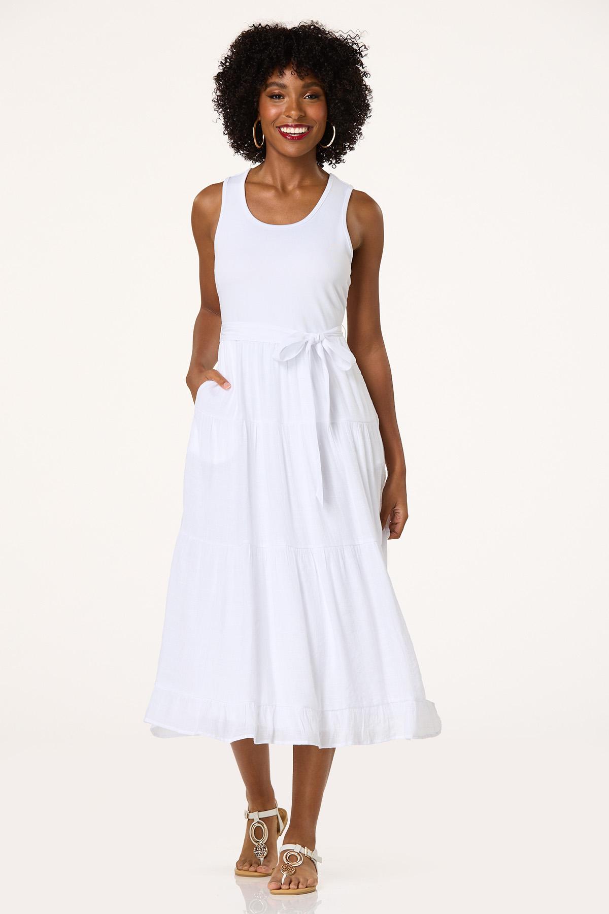  Cato Fashions | Cato White Twofer Midi Dress
