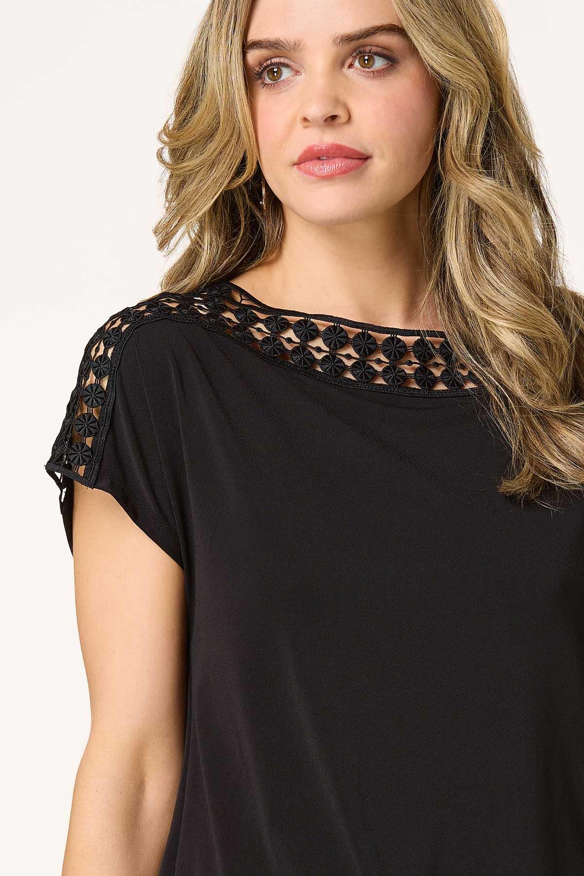  Cato Fashions | Cato Crochet Trim Top