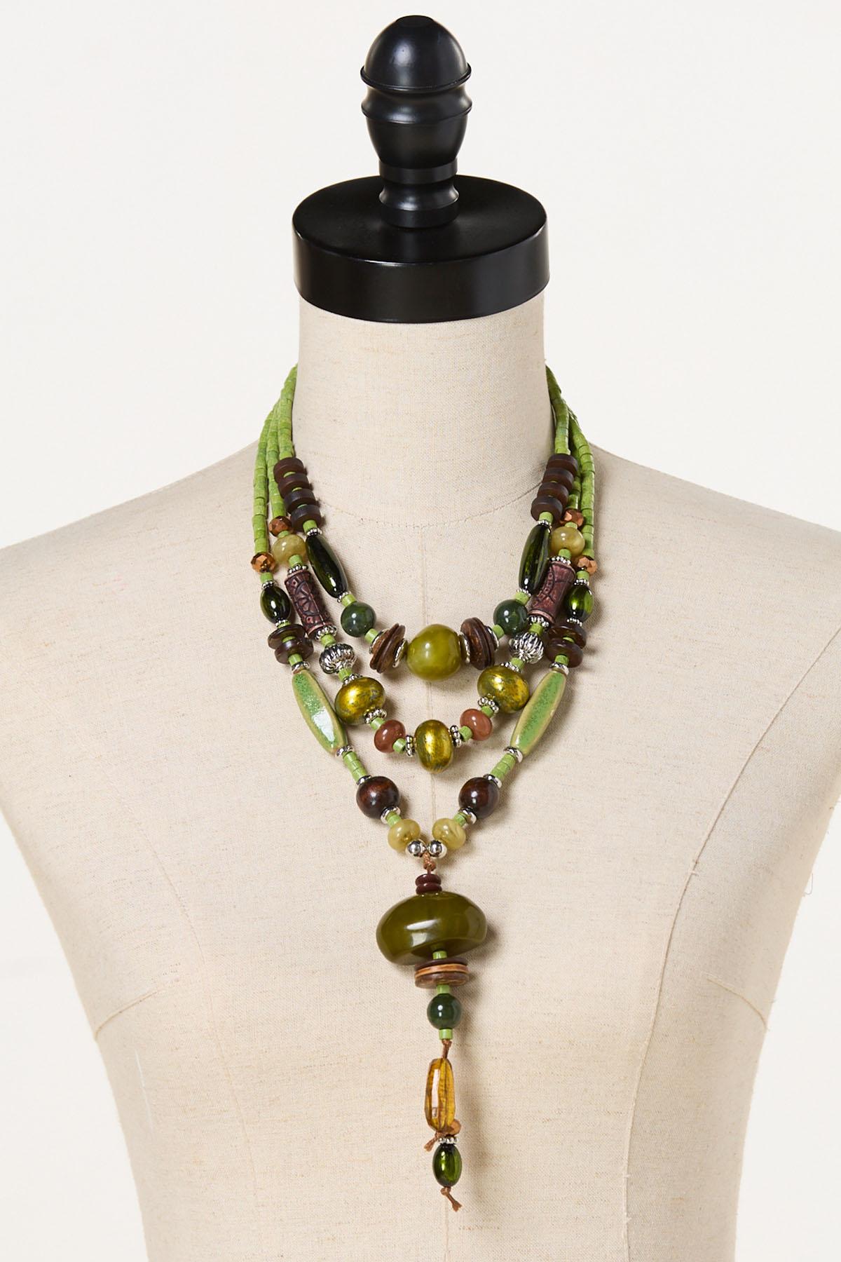 Cato Fashions | Cato Green Brown Resin Wood Necklace