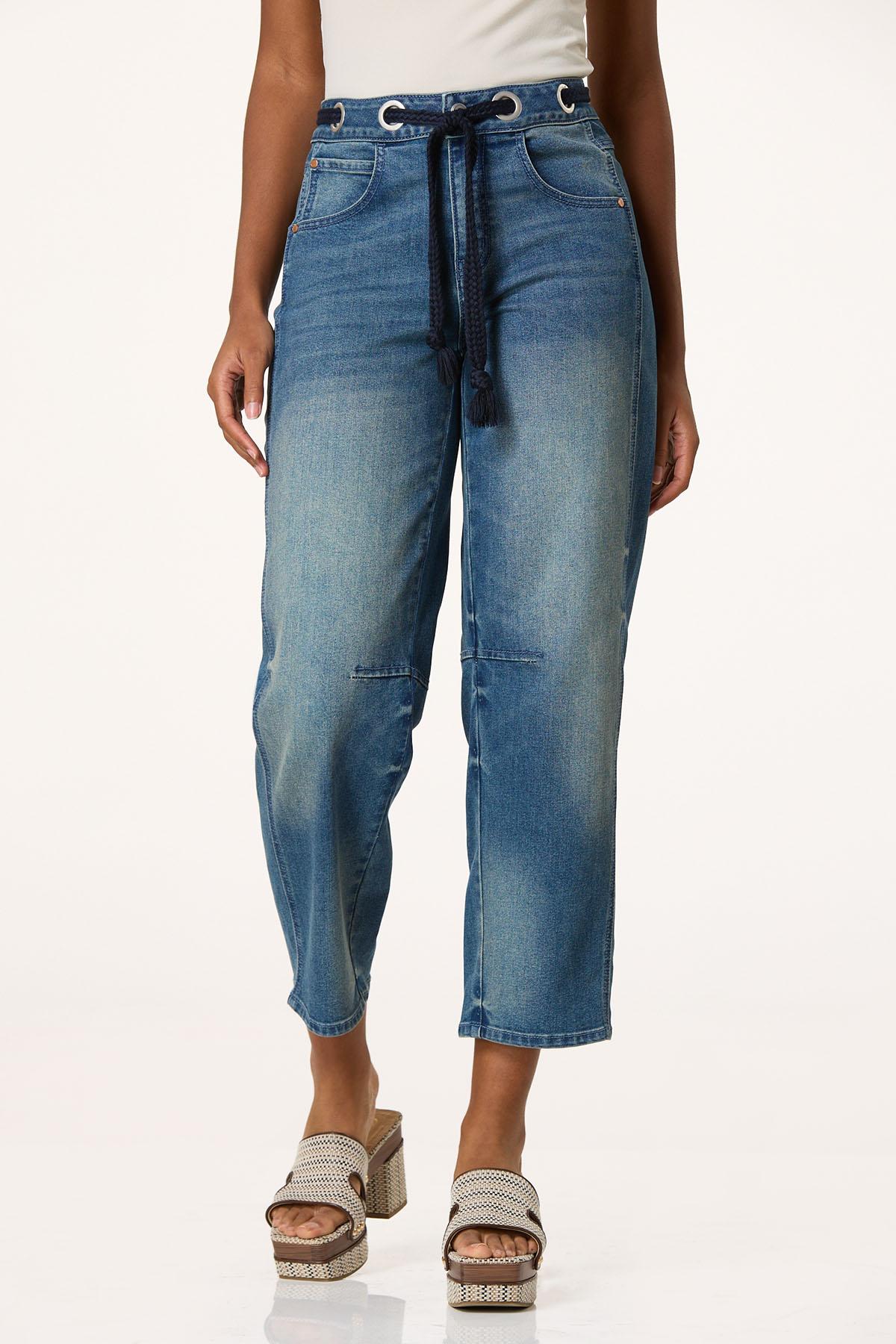  Cato Fashions | Cato Rope Belt Barrel Leg Jeans