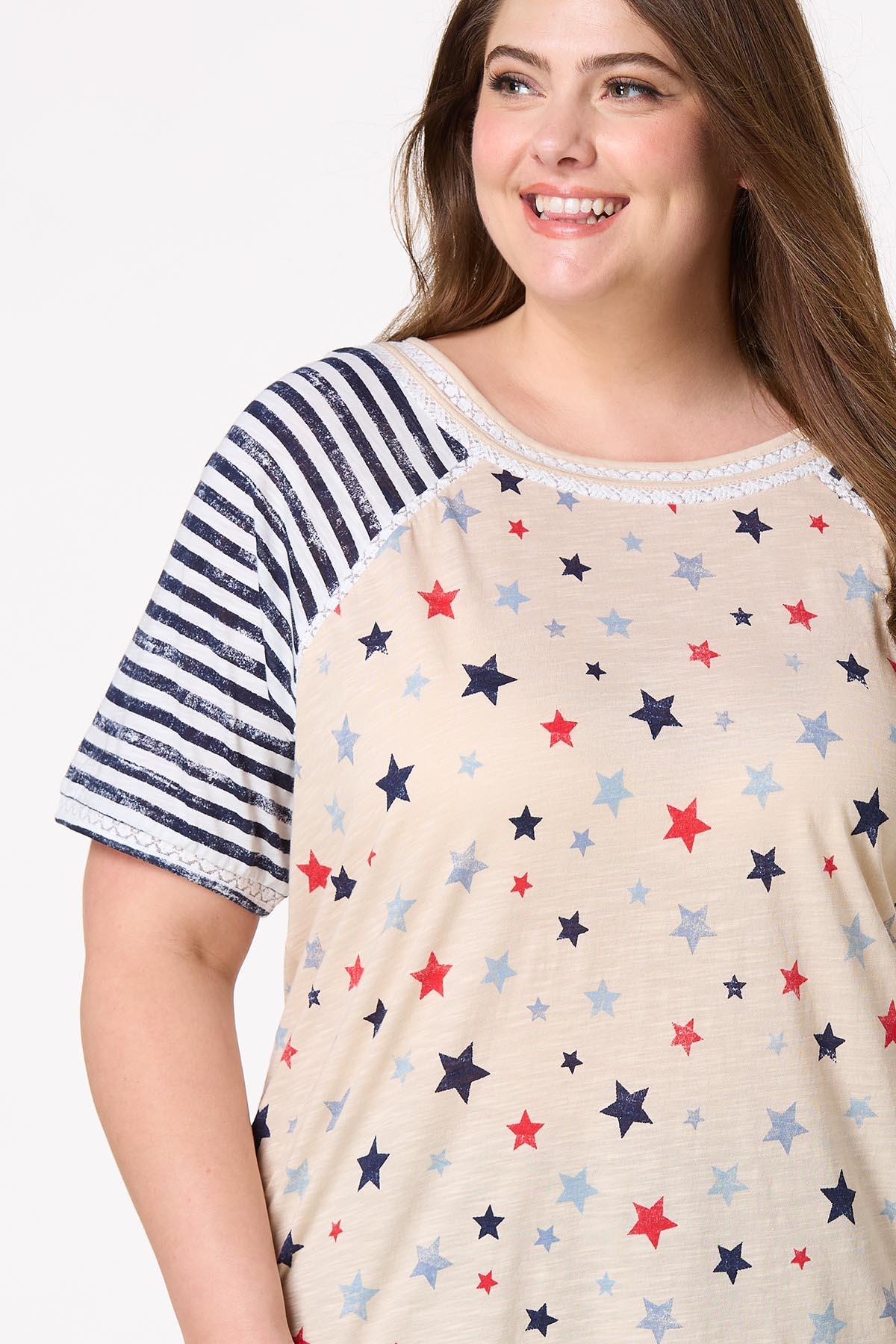  Cato Fashions | Cato Plus Size Star Stripes Baseball Top