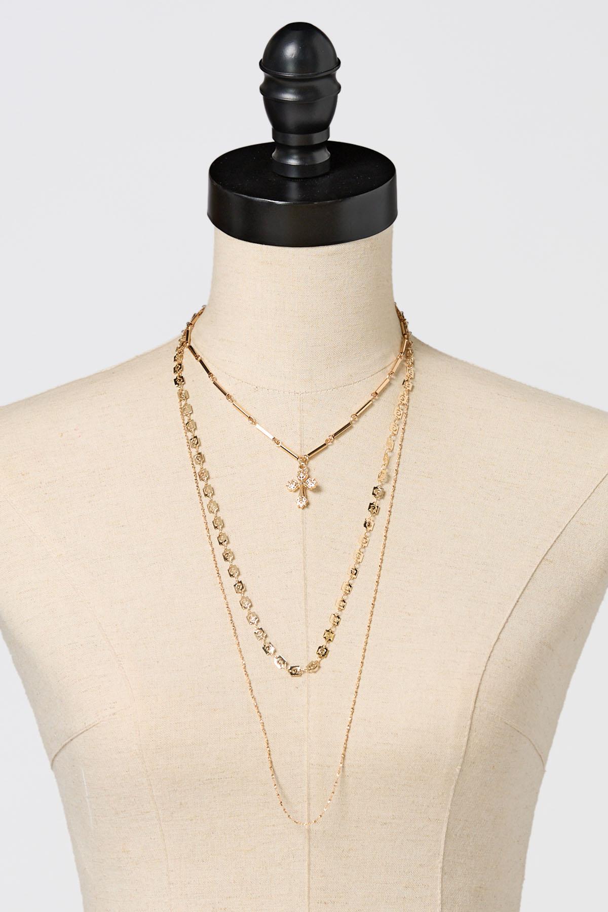  Cato Fashions | Cato Layered Chain Gold Cross Necklace