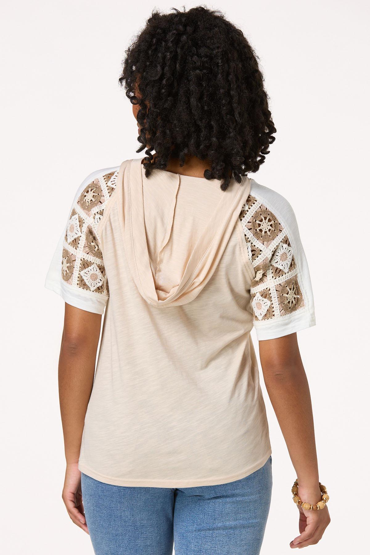  Cato Fashions | Cato Crochet Sleeve Hooded Top