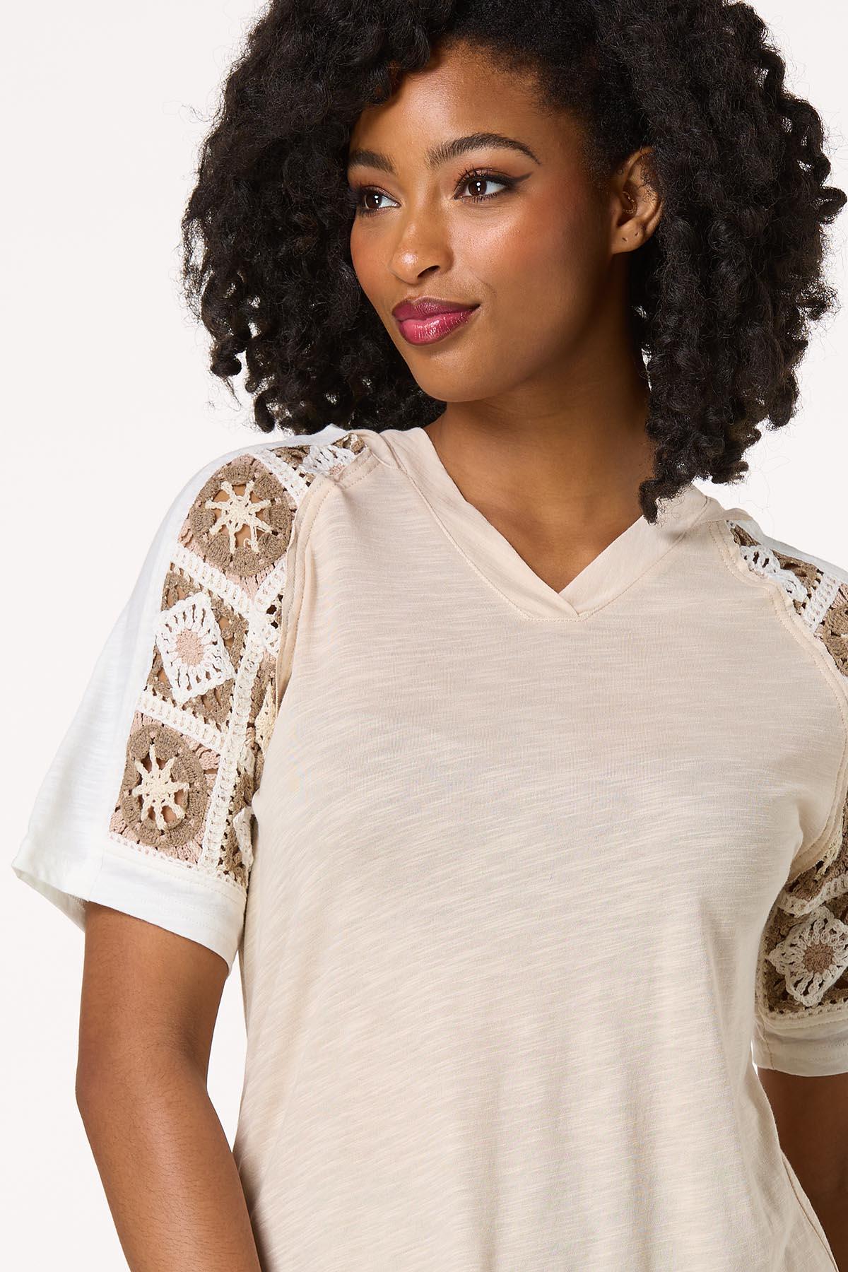  Cato Fashions | Cato Crochet Sleeve Hooded Top
