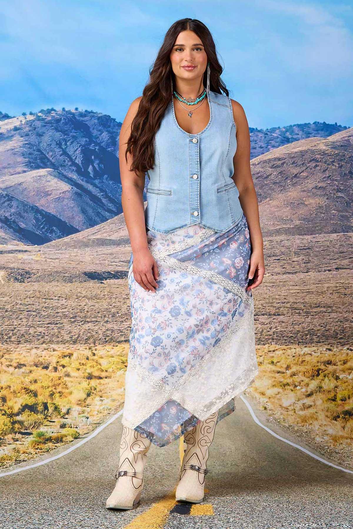  Cato Fashions | Cato Plus Size Light Wash Denim Fitted Vest