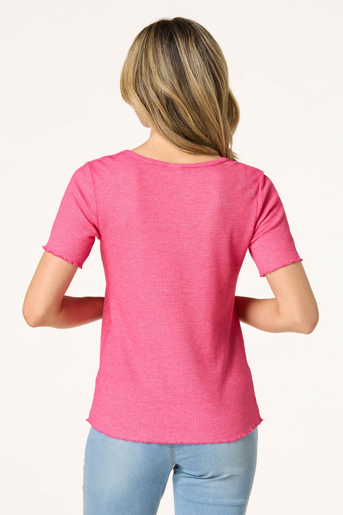  Cato Fashions | Cato Waffled Lettuce Trim Top