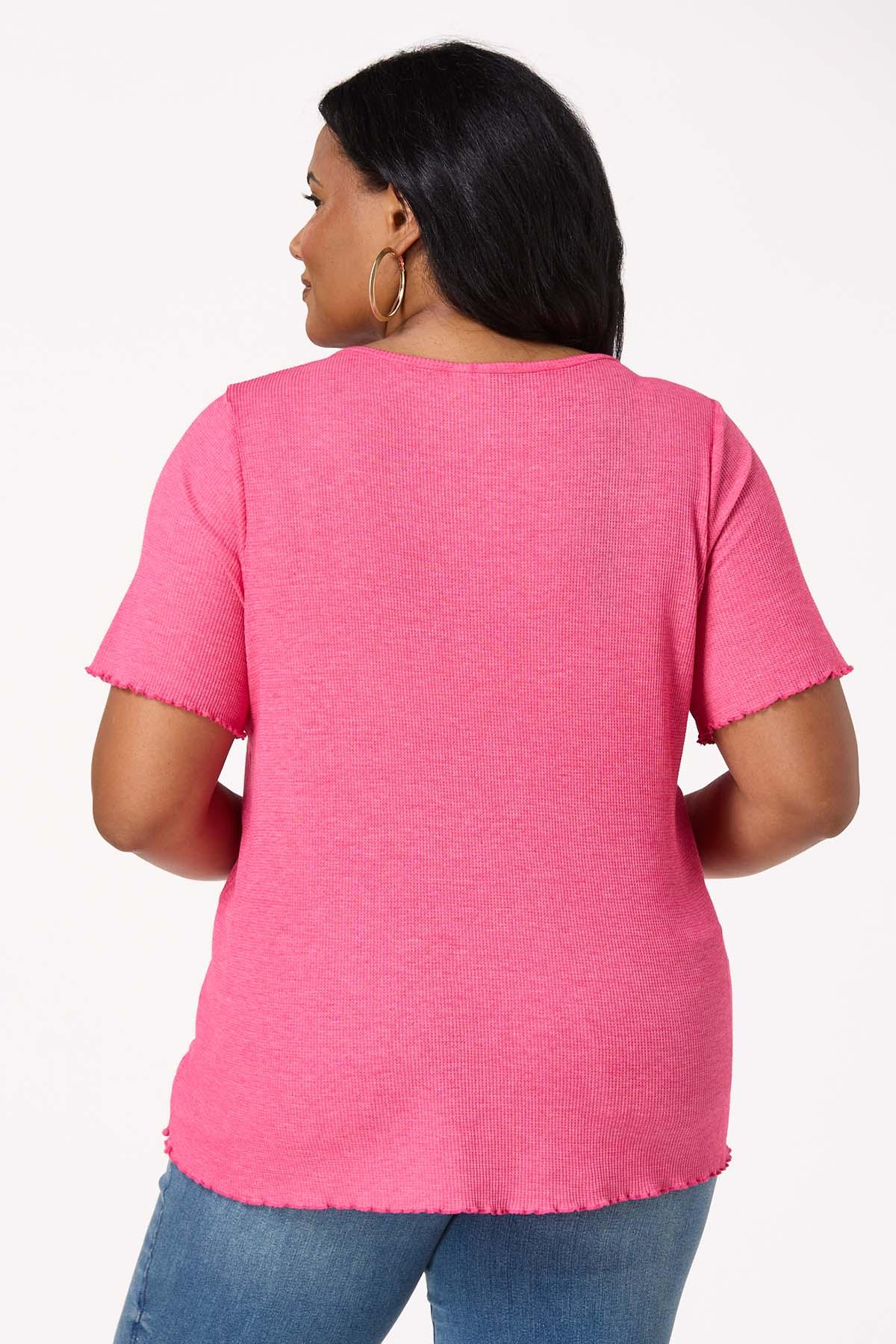  Cato Fashions | Cato Plus Size Waffled Lettuce Trim Top