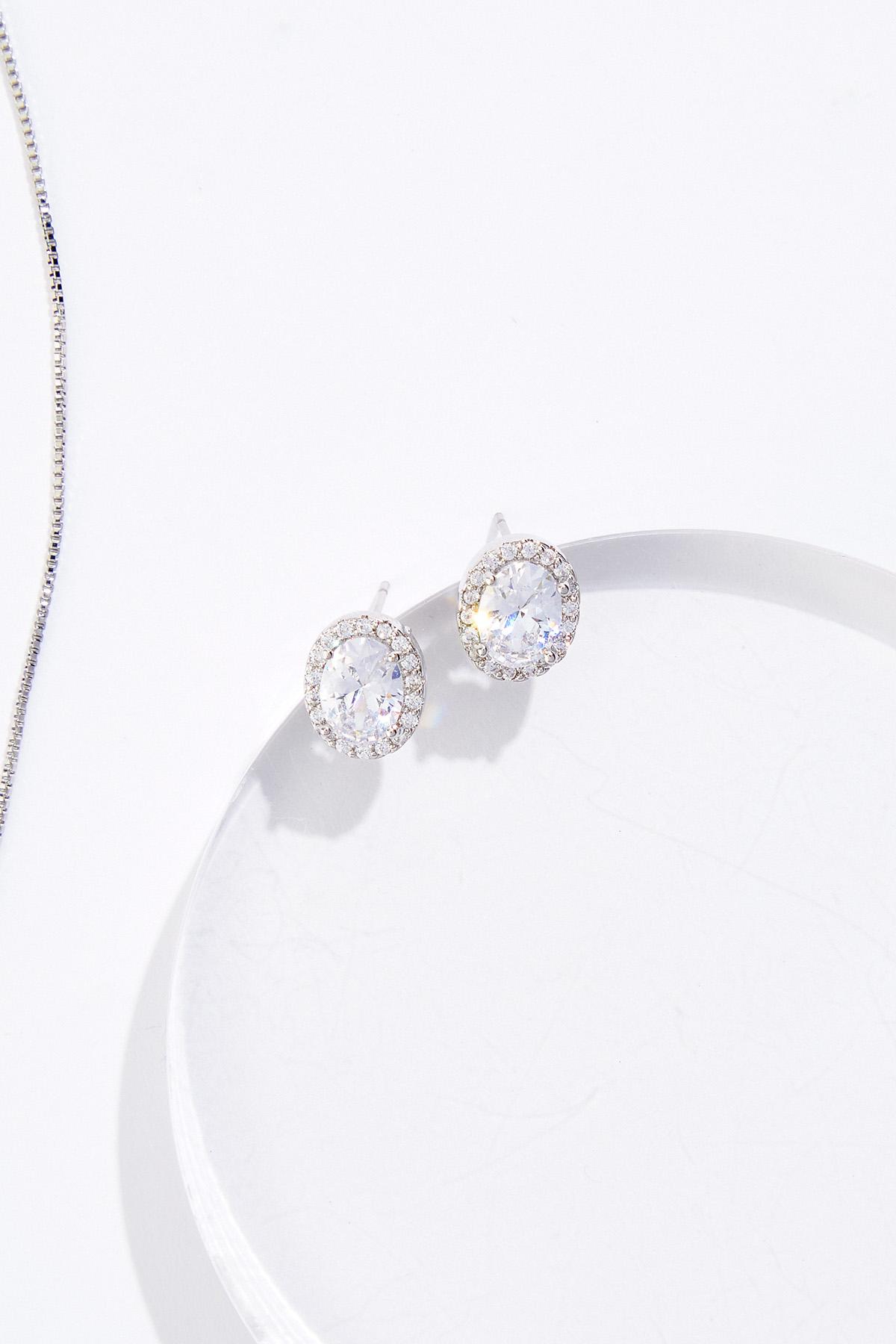  Cato Fashions | Cato Cubic Zirconia Oval Pendant Necklace Set