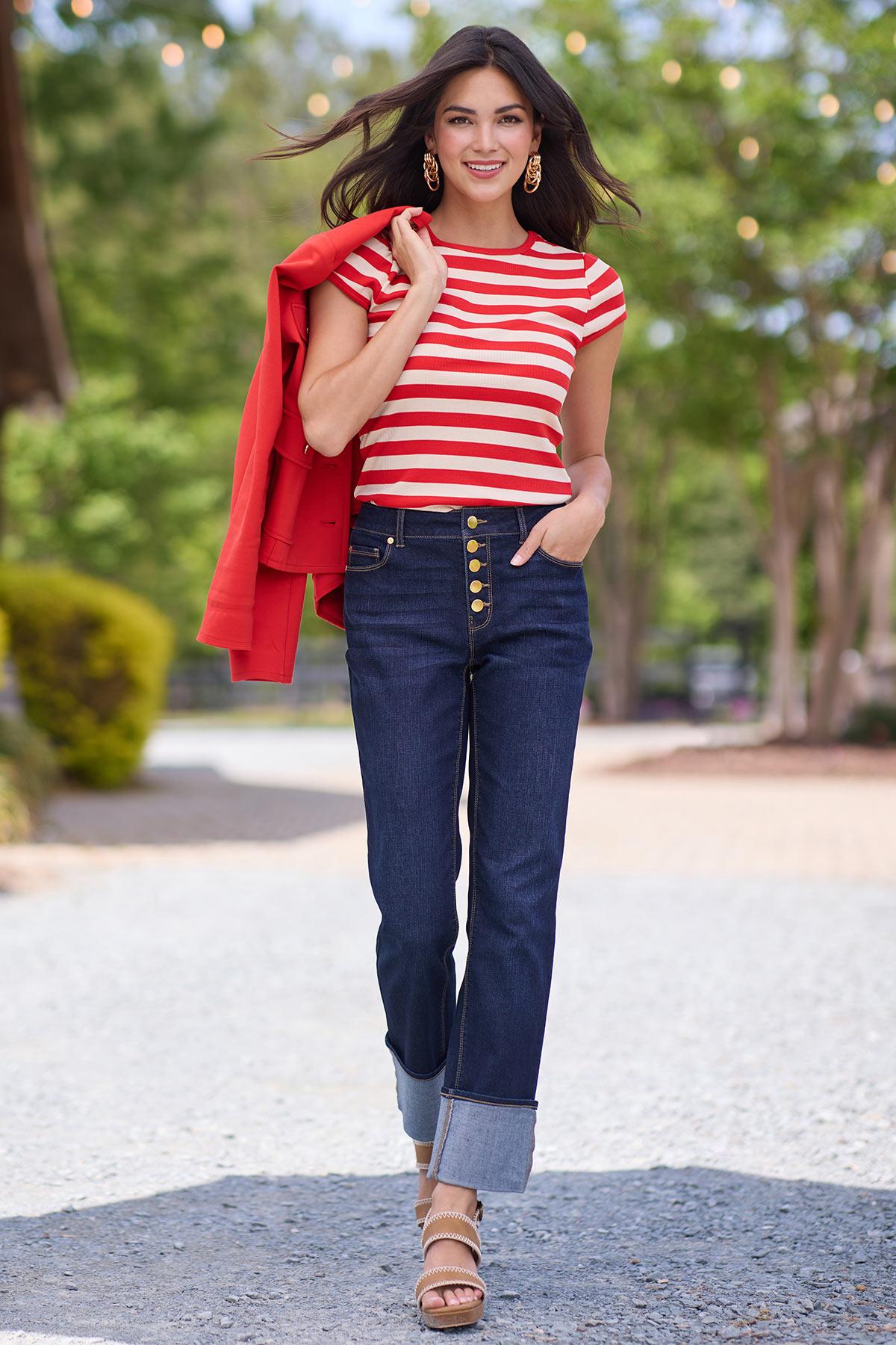 Cato Fashions | Cato Button Fly Cuffed Hem Jeans