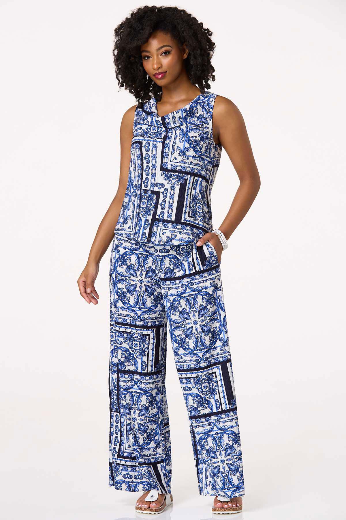  Cato Fashions | Cato Textured Blue Floral Pants