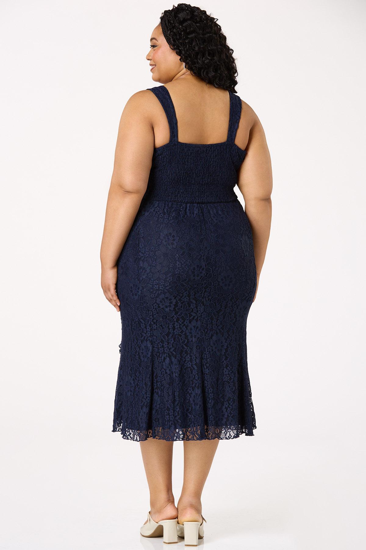  Cato Fashions | Cato Plus Size Navy Lace Midi Dress