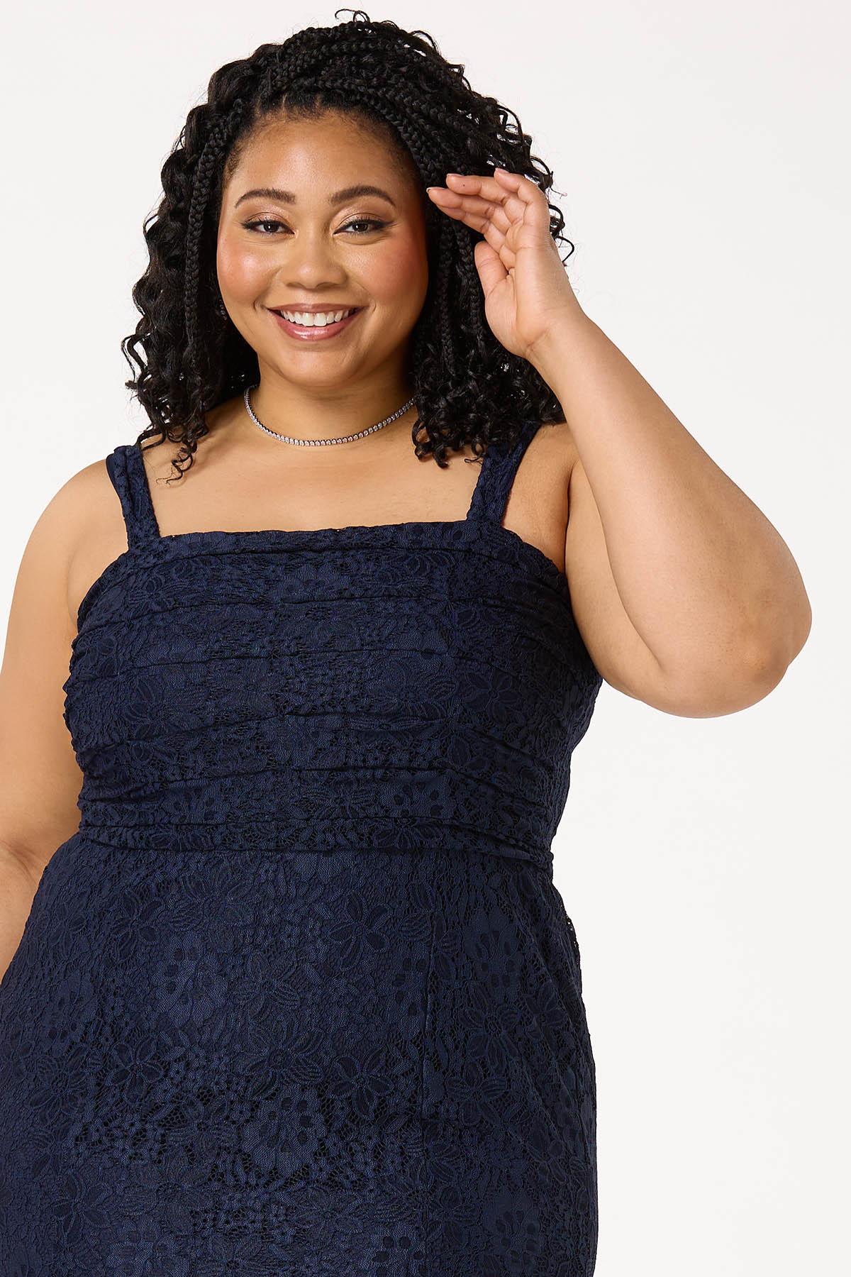  Cato Fashions | Cato Plus Size Navy Lace Midi Dress